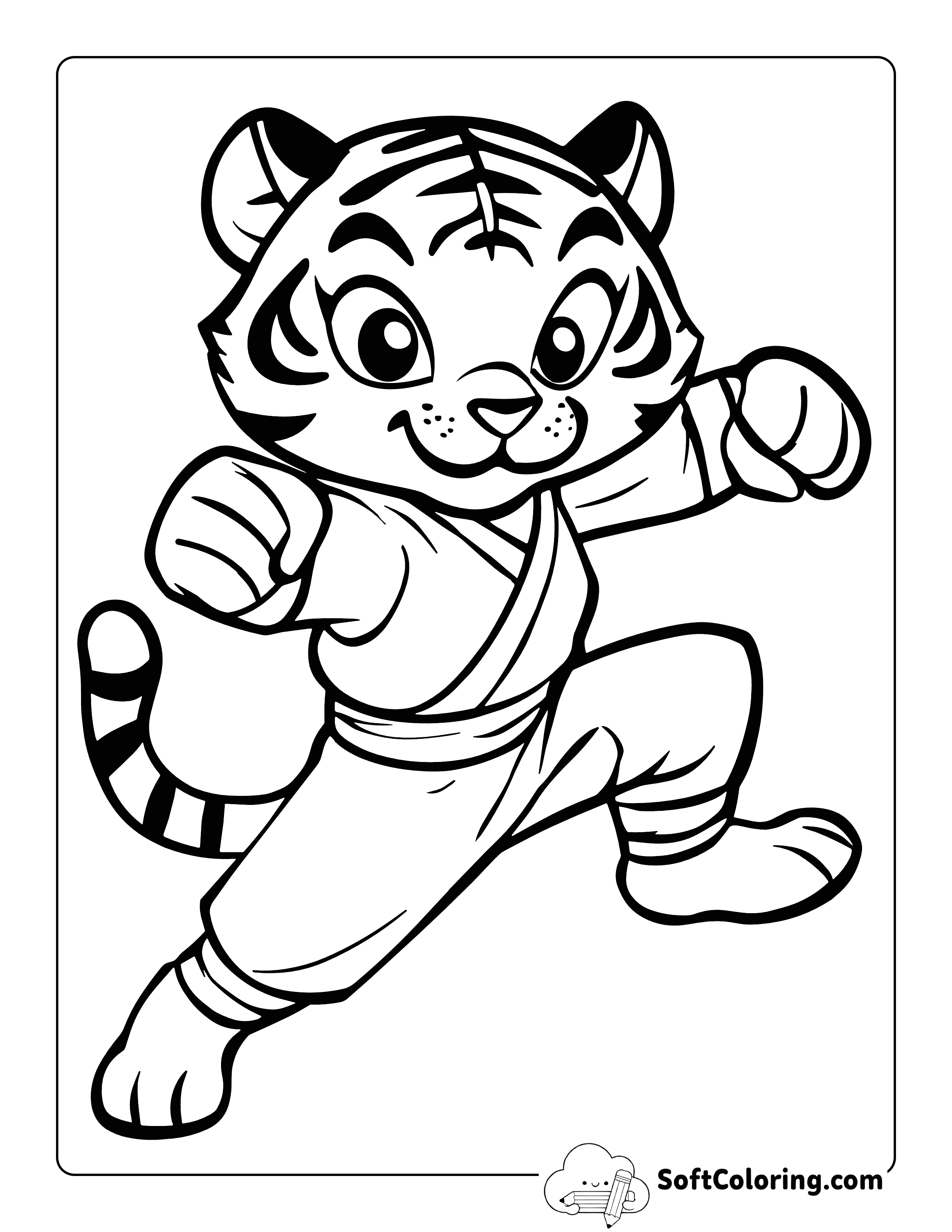 Kun Fu Tiger Coloring Page for Kids
