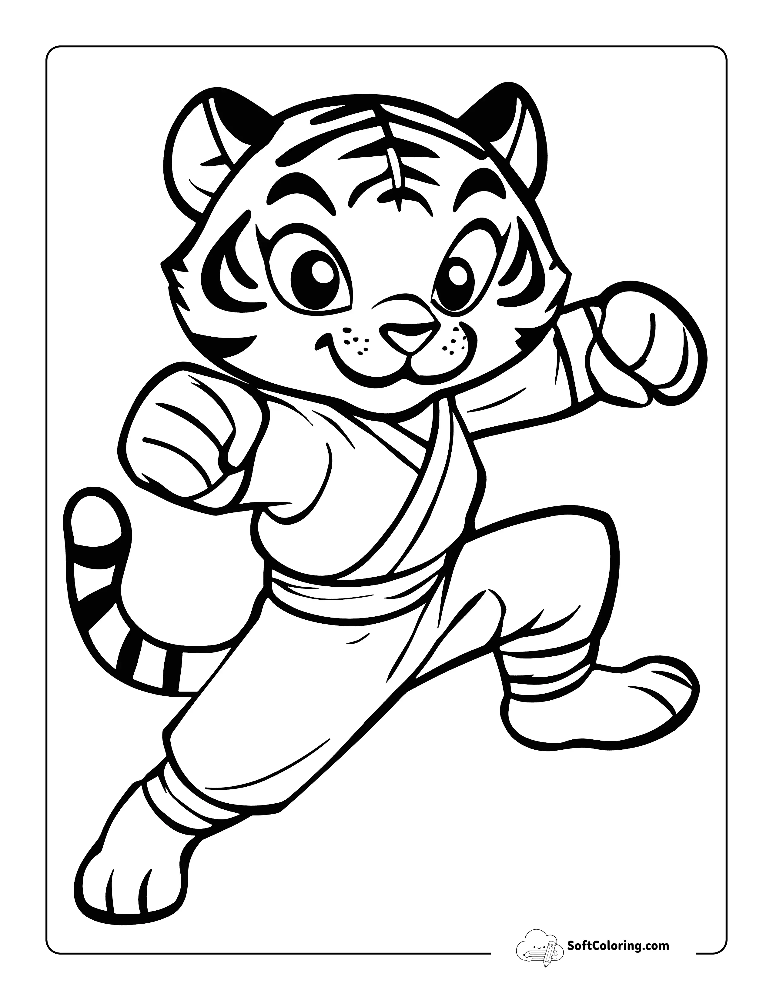 Kun Fu Tiger Coloring Page For Kids