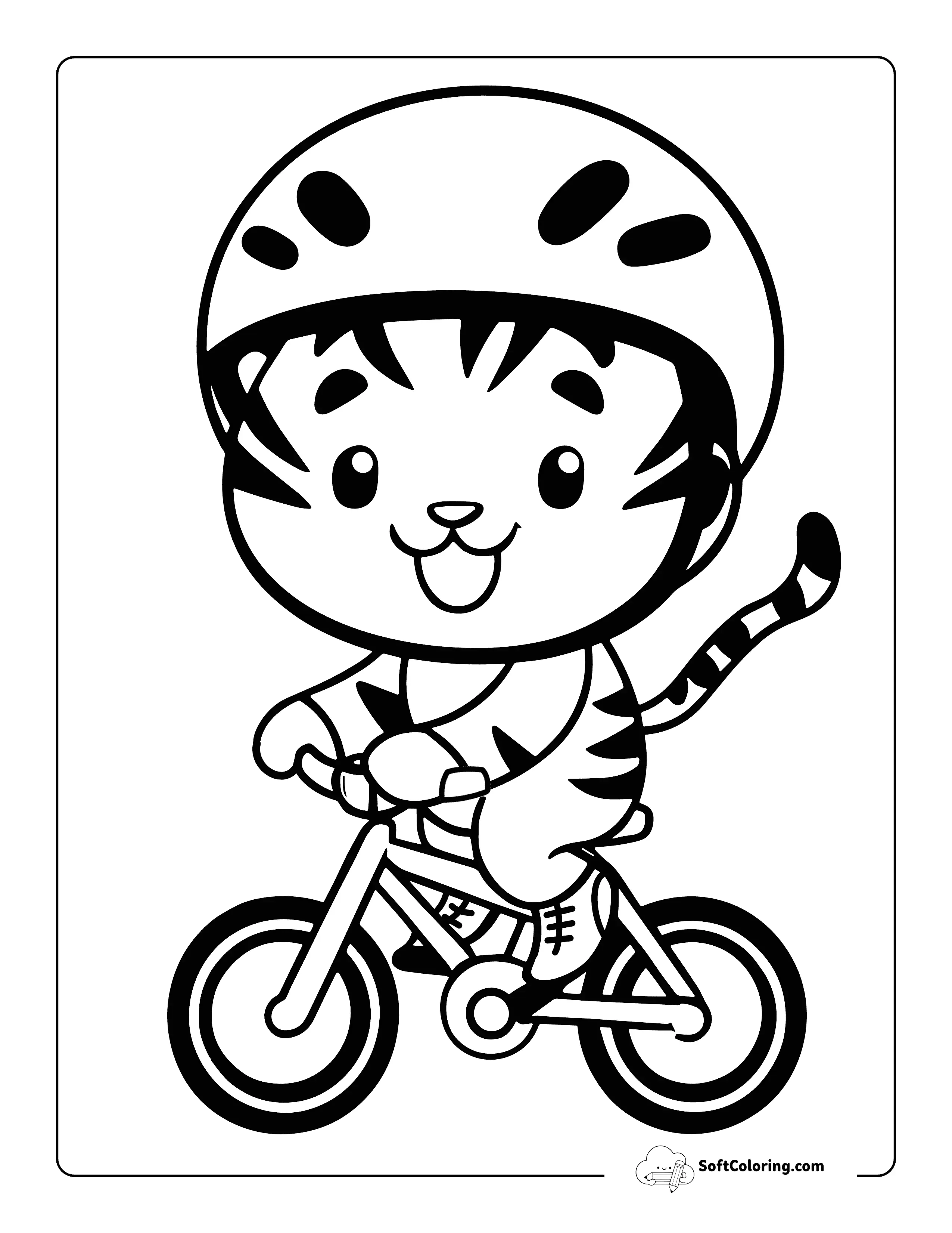 Riding A Bike Cute Baby Tiger Picture To Color