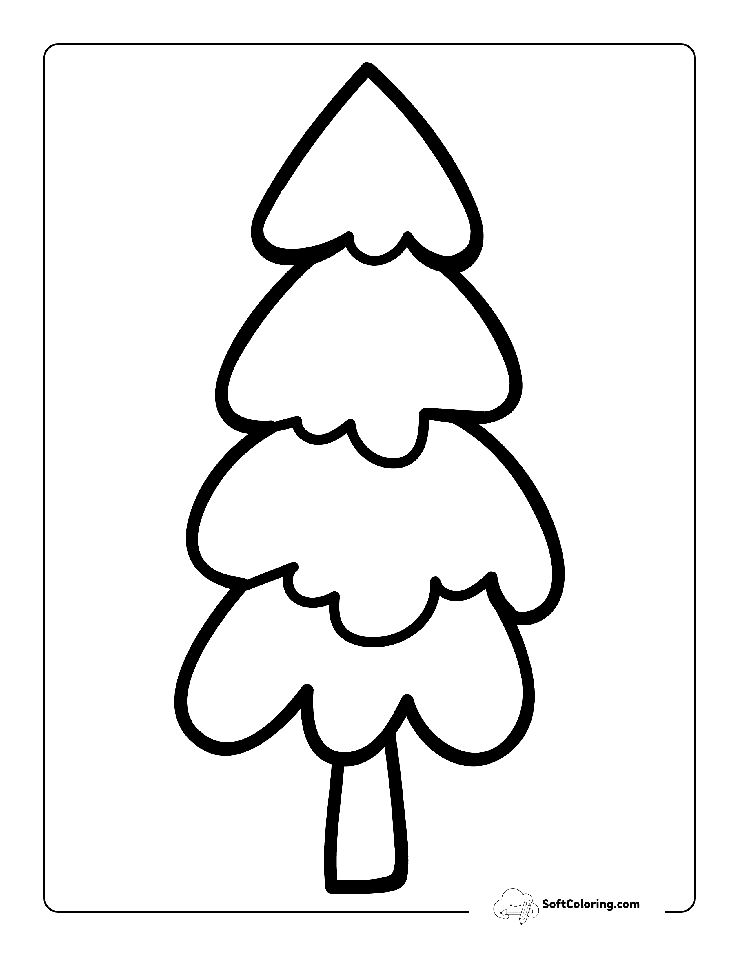 Simple Pine Tree Doodle Outline Printable Template