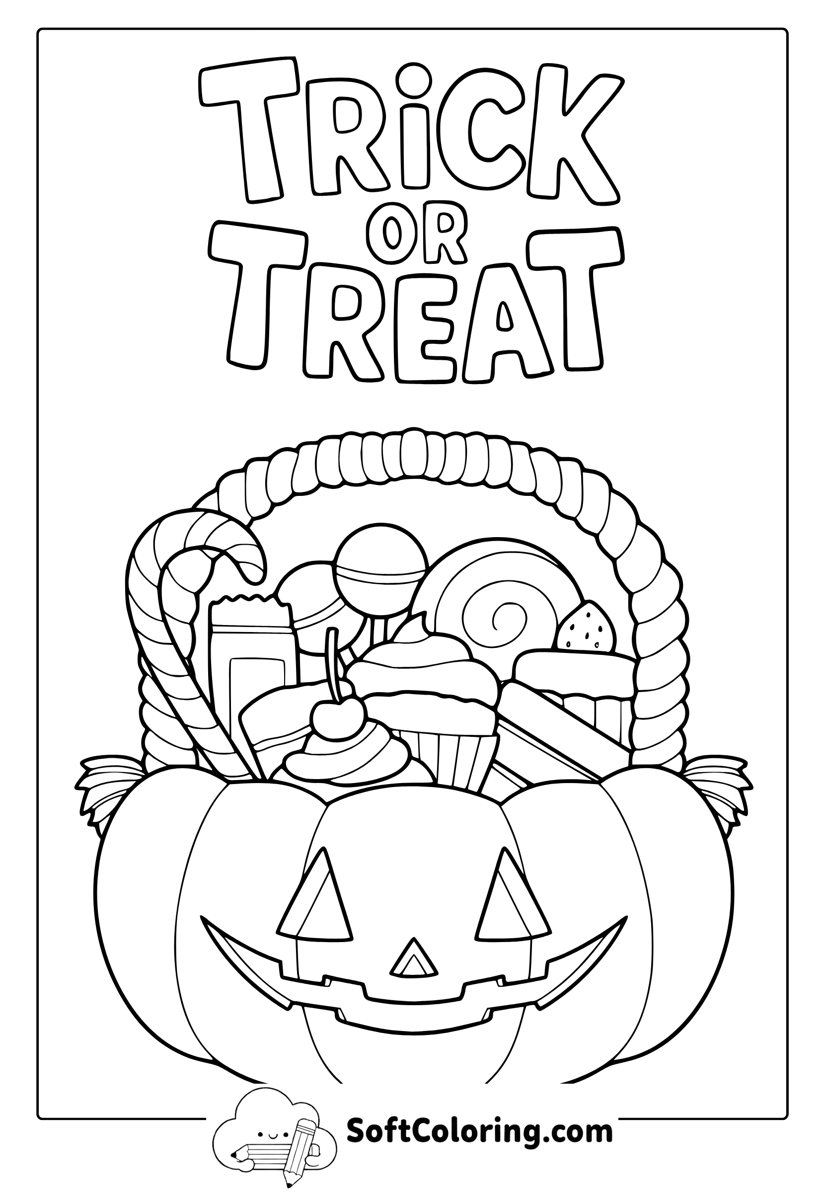 trick or treat jack o lantern coloring page