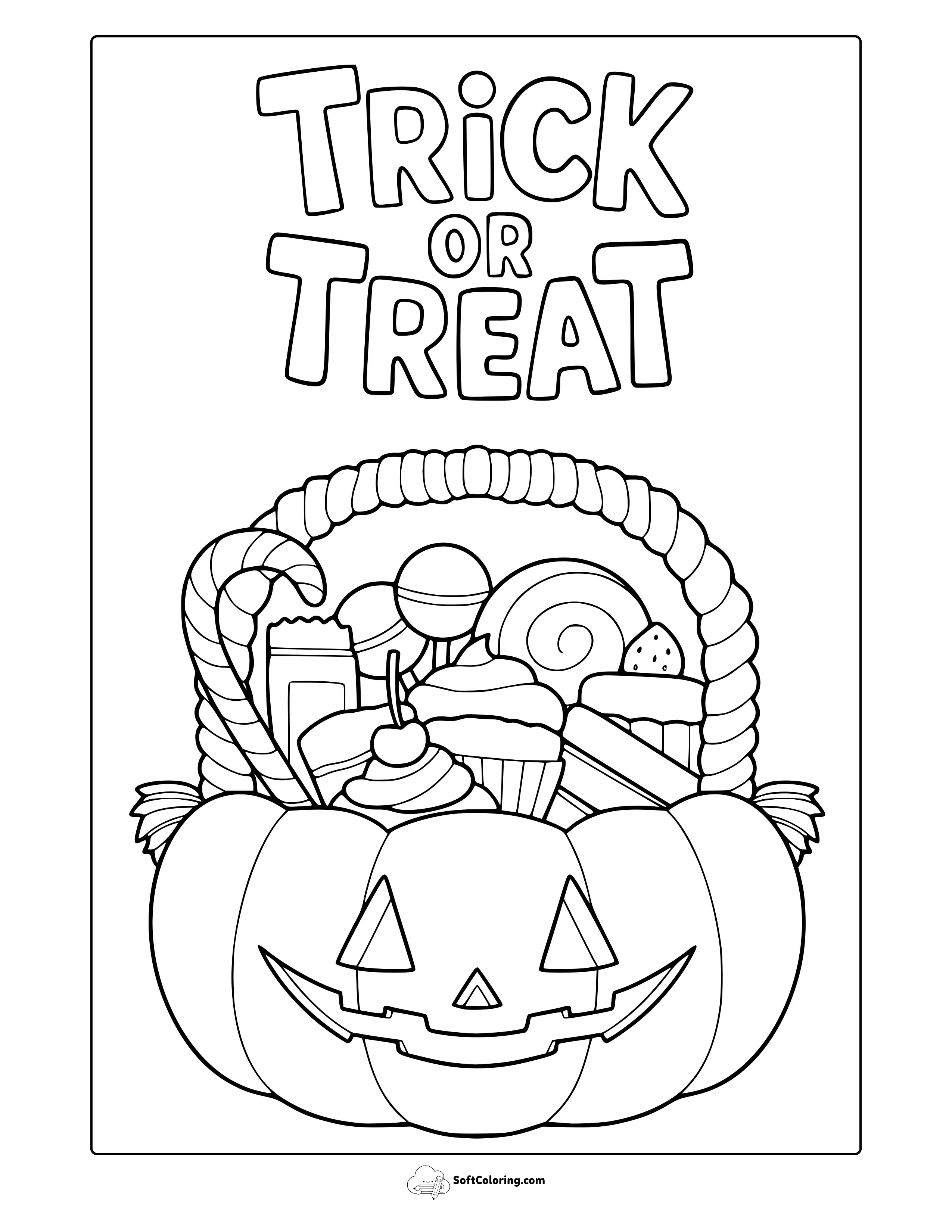 Trick Or Treat Jack O Lantern Coloring Page