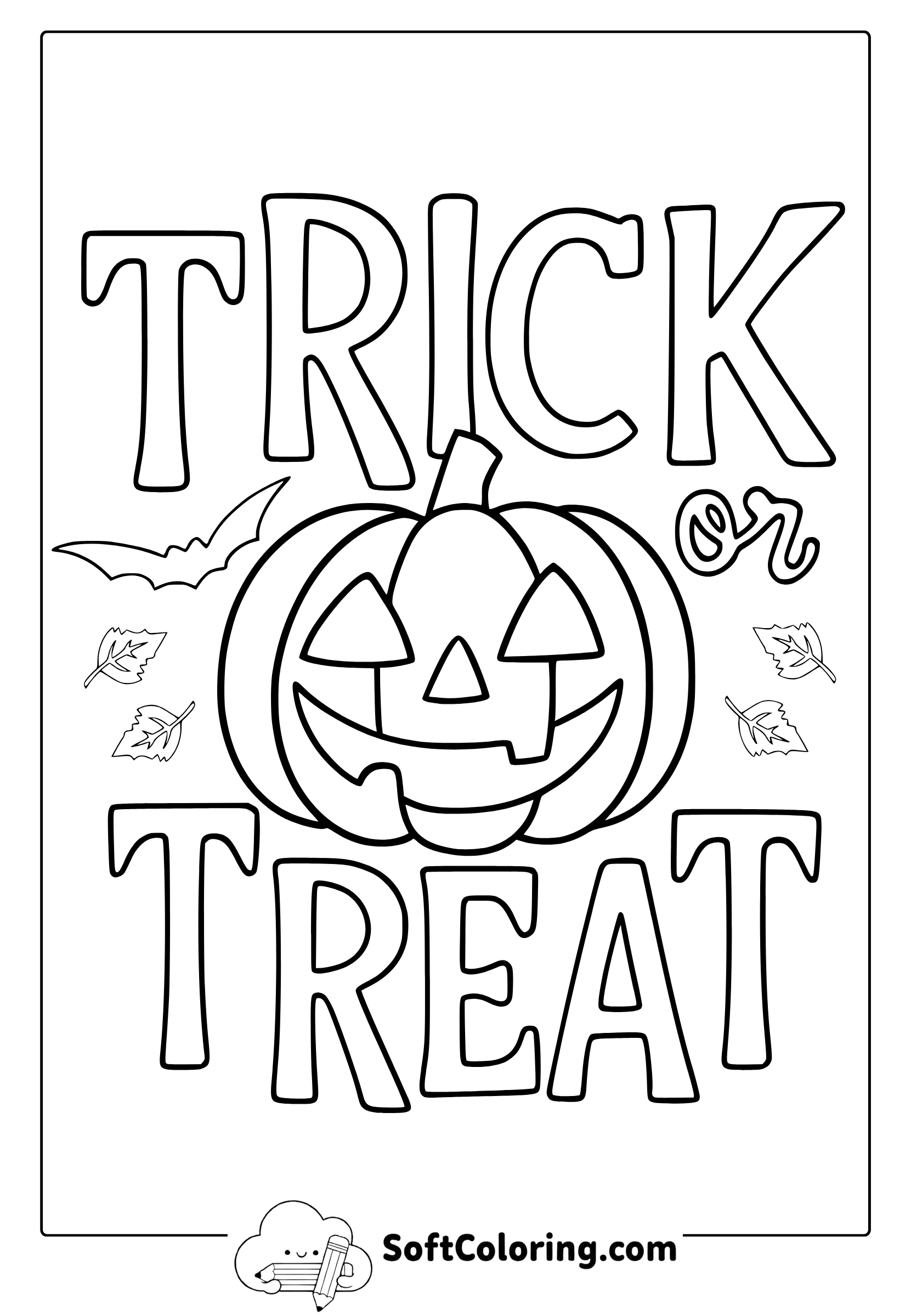 trick or treat pumpkin coloring page
