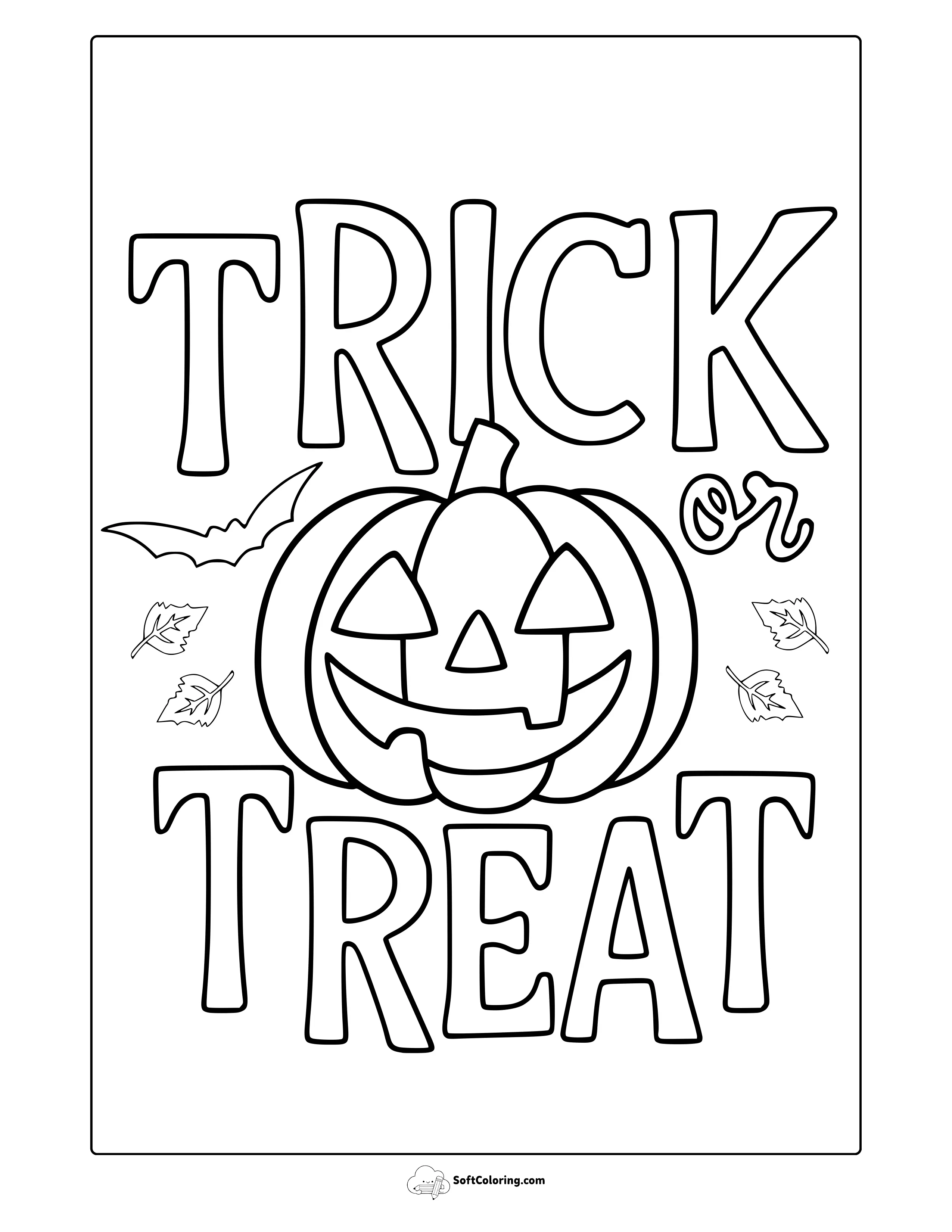 Trick Or Treat Pumpkin Coloring Page