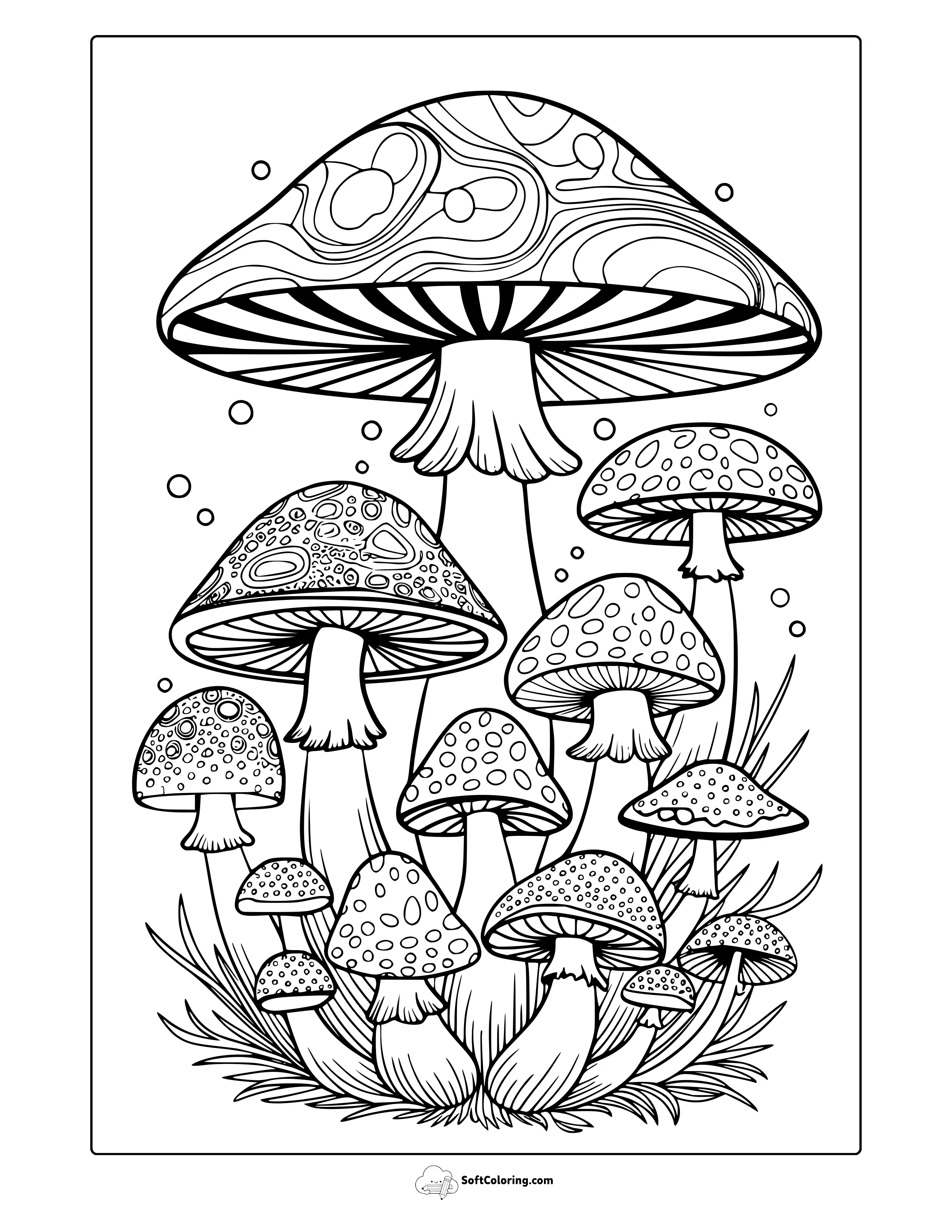 Trippy Mushroom Coloring Page