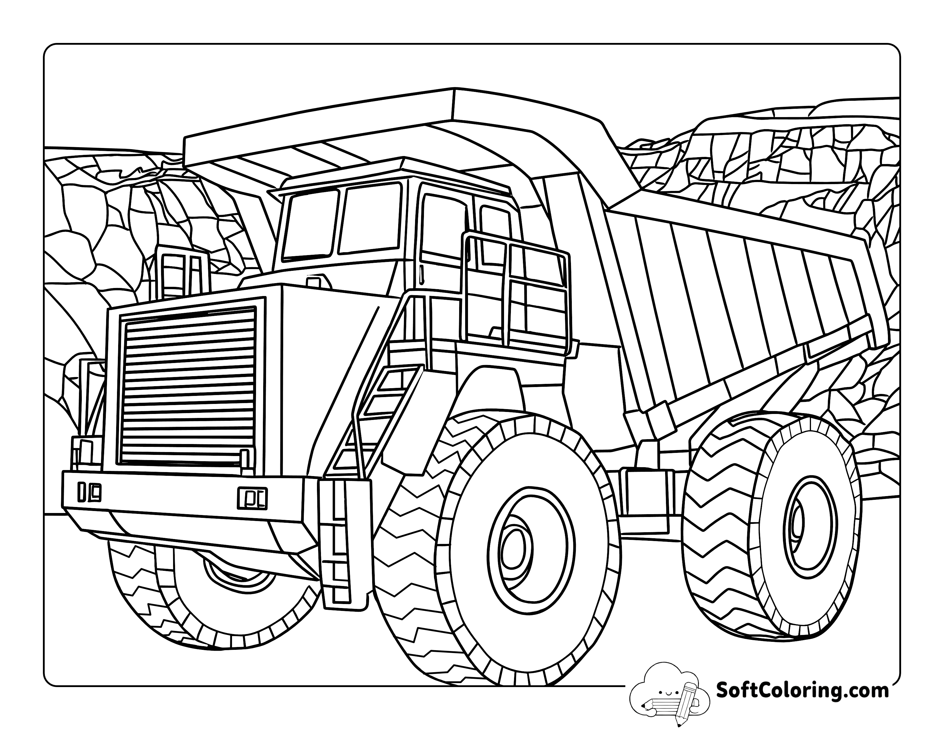 Realistic Construction Truck Coloring Sheet