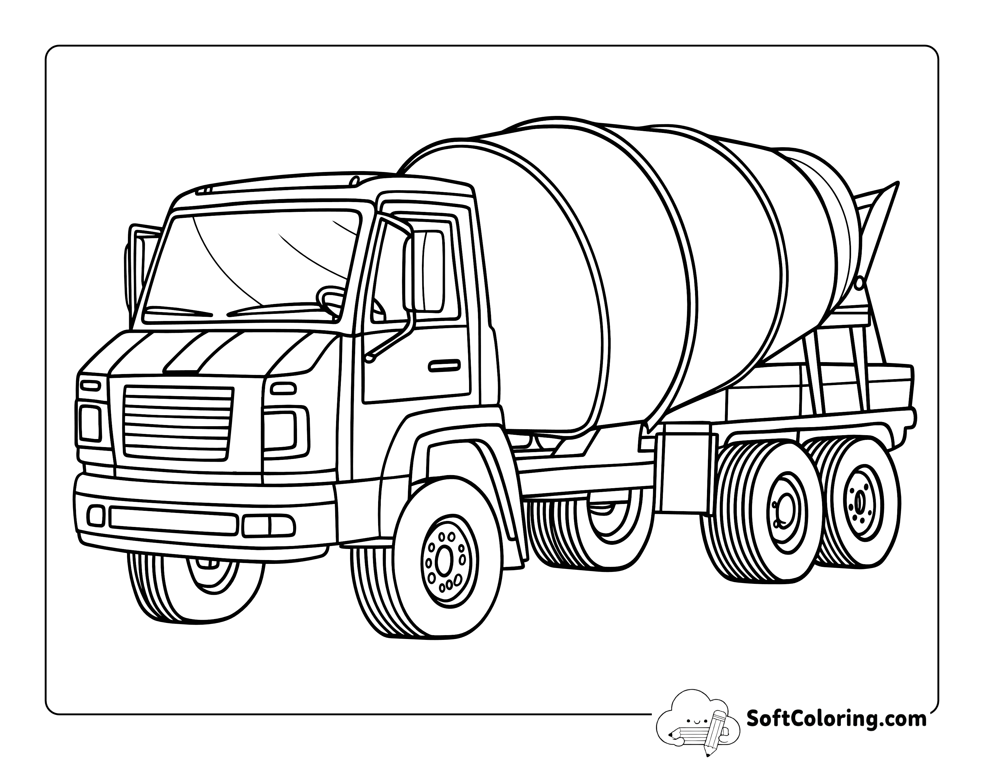 Simple Cement Mixer Construction Truck Coloring Sheet