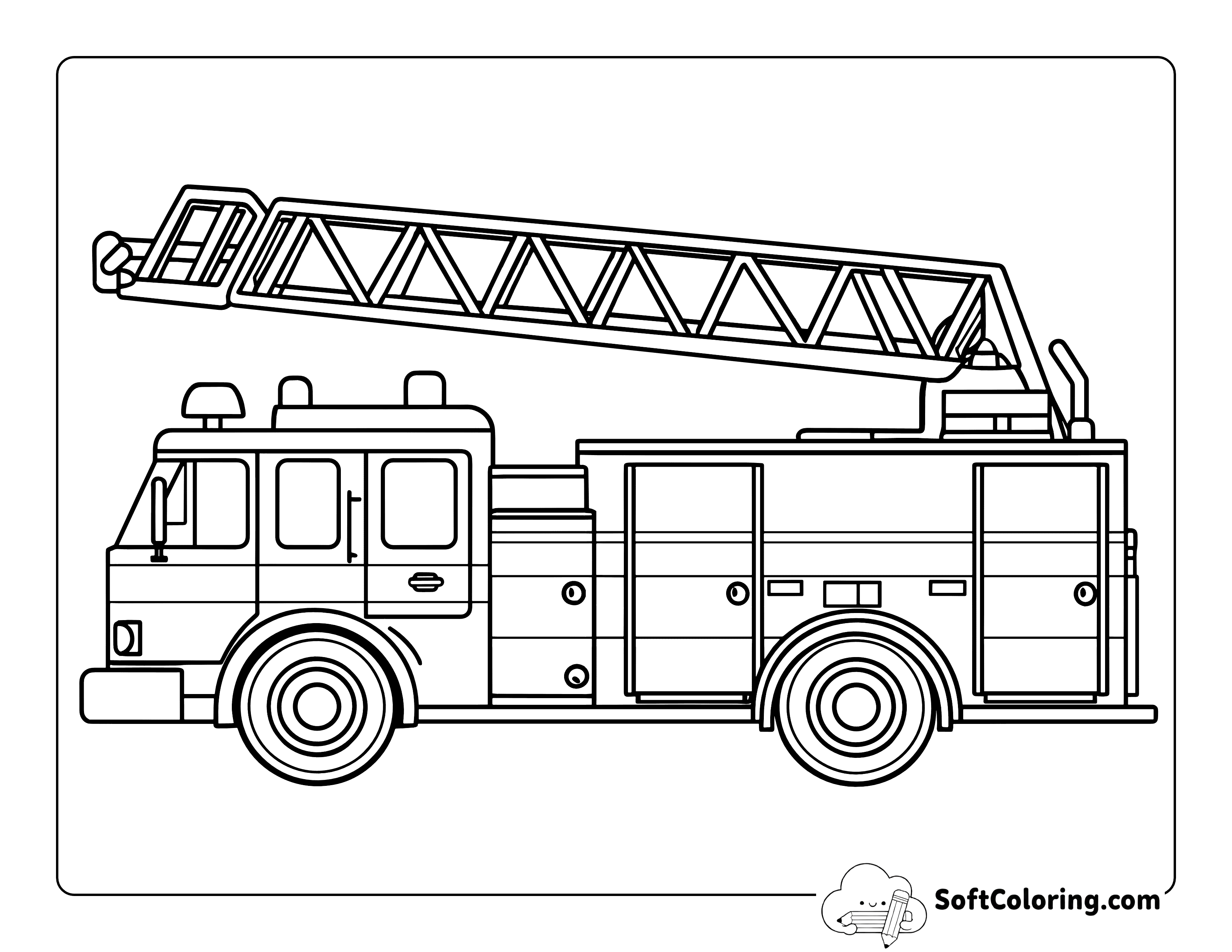 Simple Firetruck Coloring Page