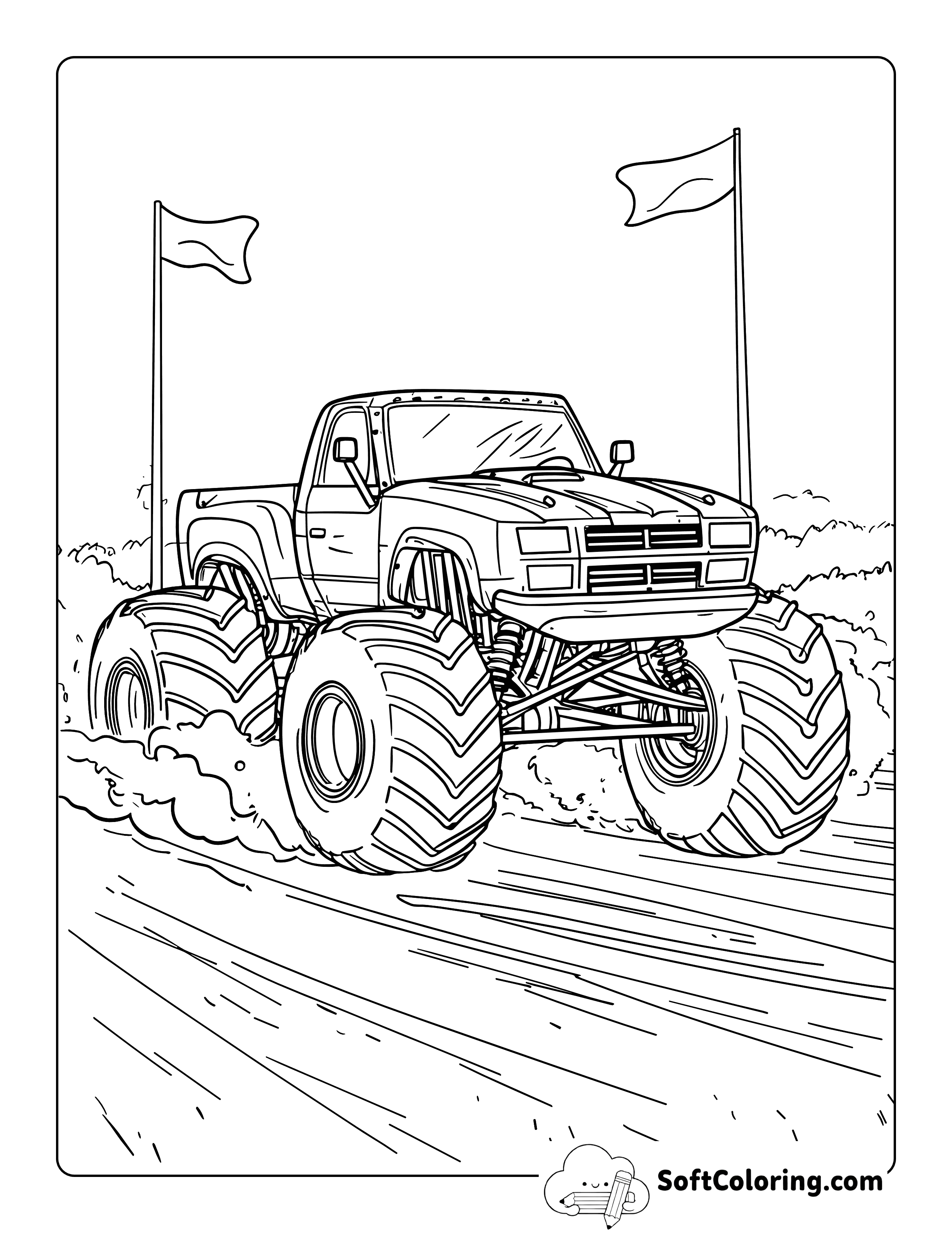 Realistic Monster Truck Coloring Page