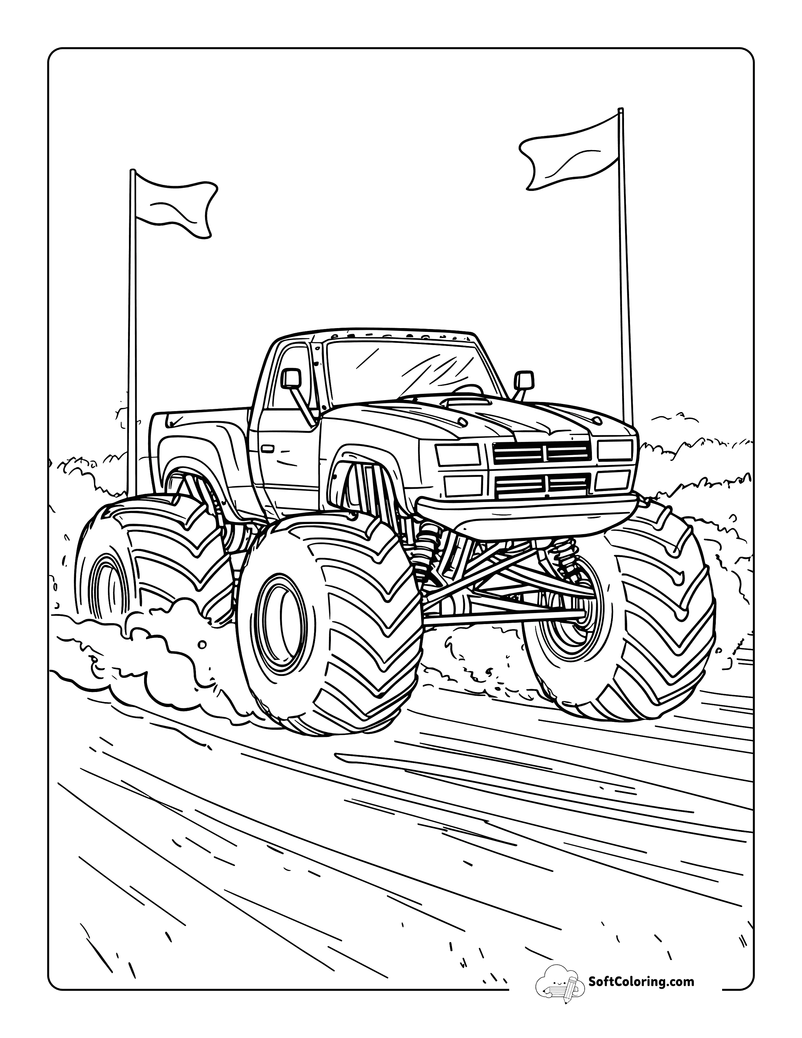 Realistic Monster Truck Coloring Page