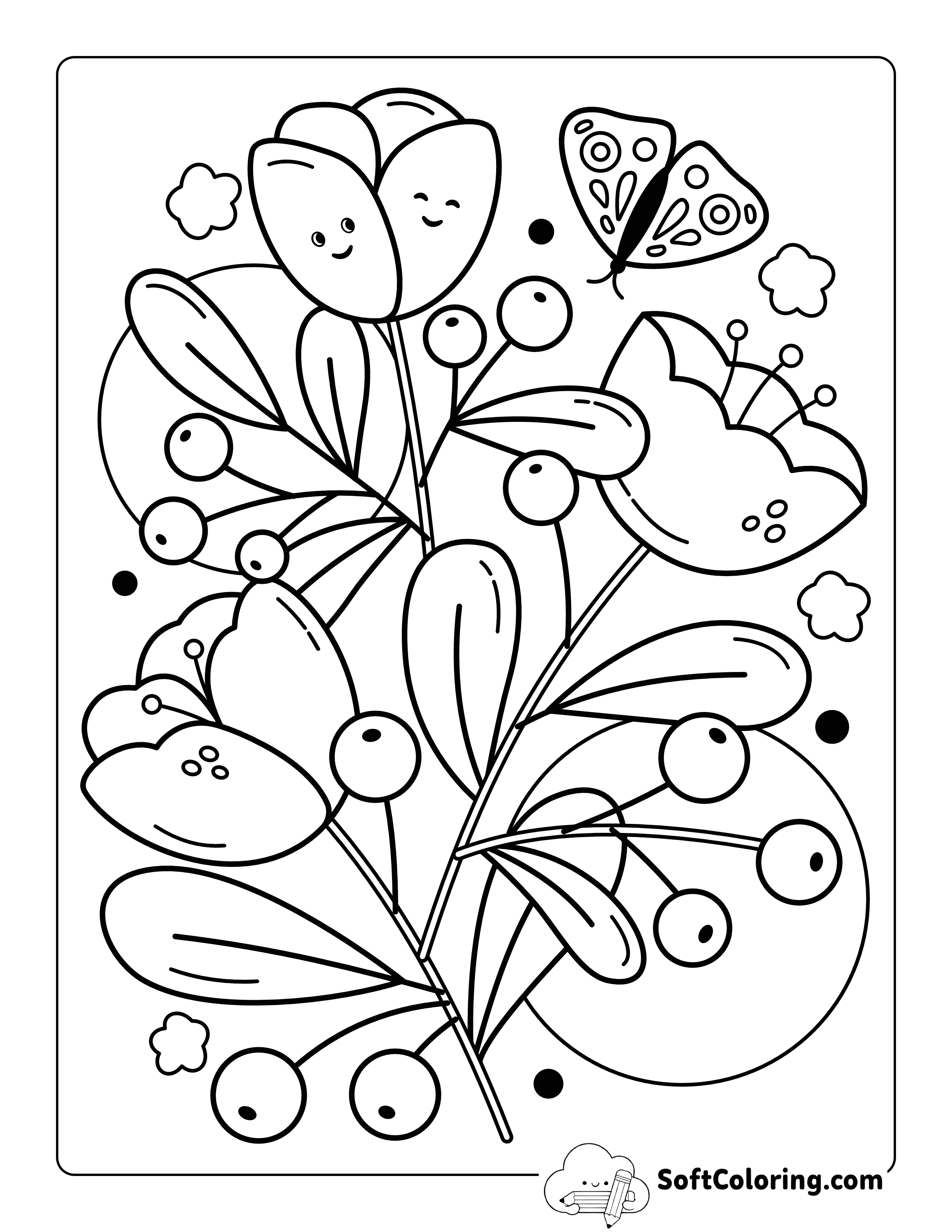 Simple Tulip Coloring Pages for Kids