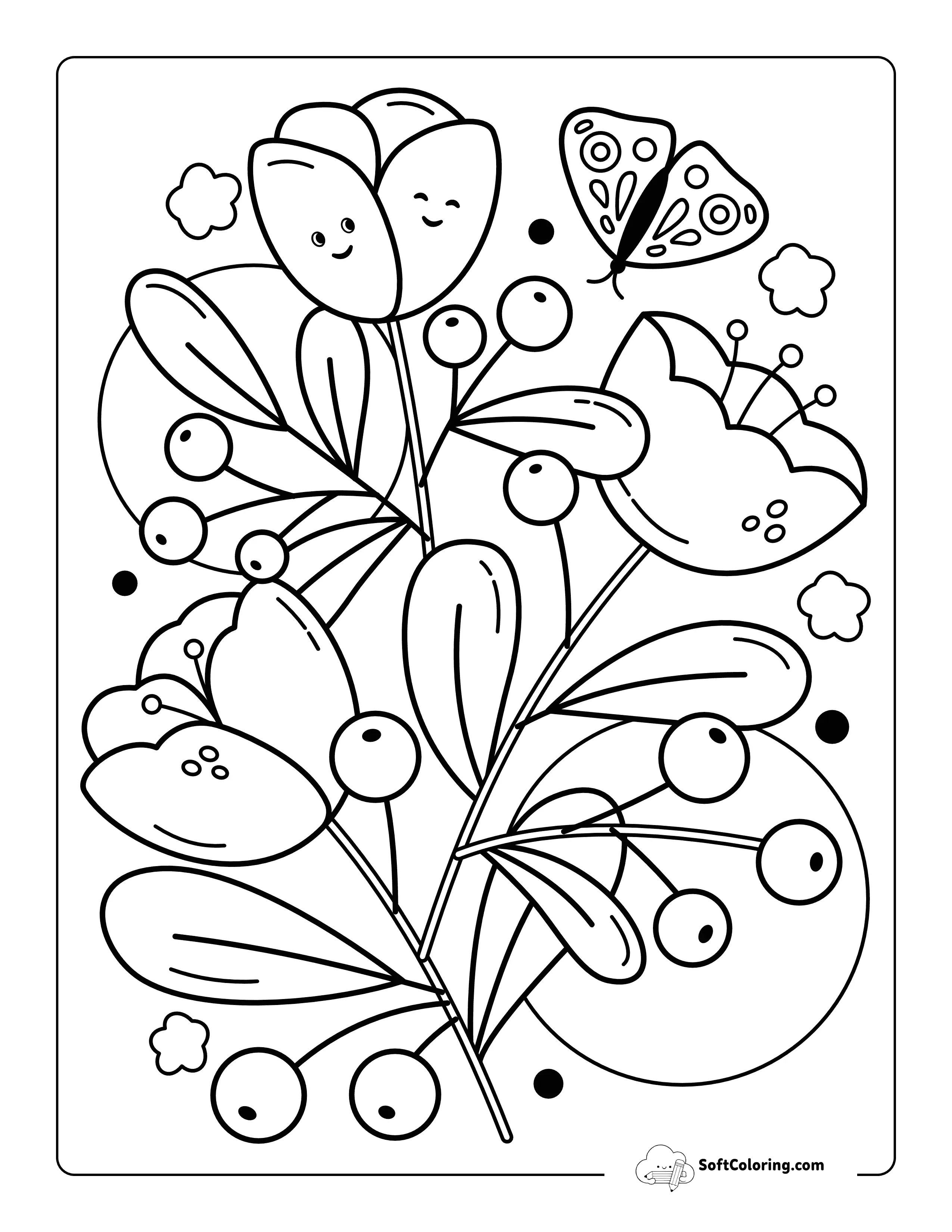 Simple Tulip Coloring Pages For Kids