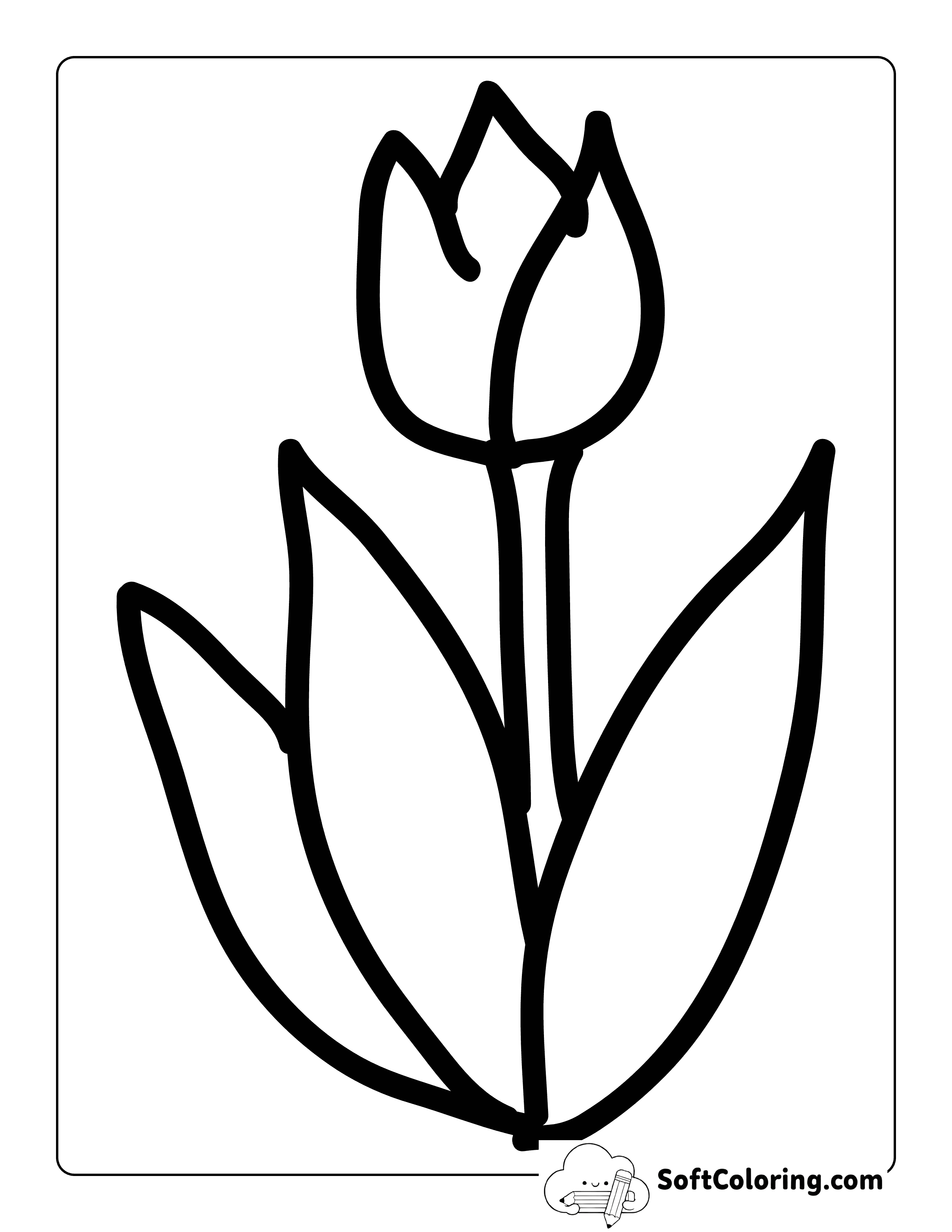 Doodle Tulip Outline for Kids to Color