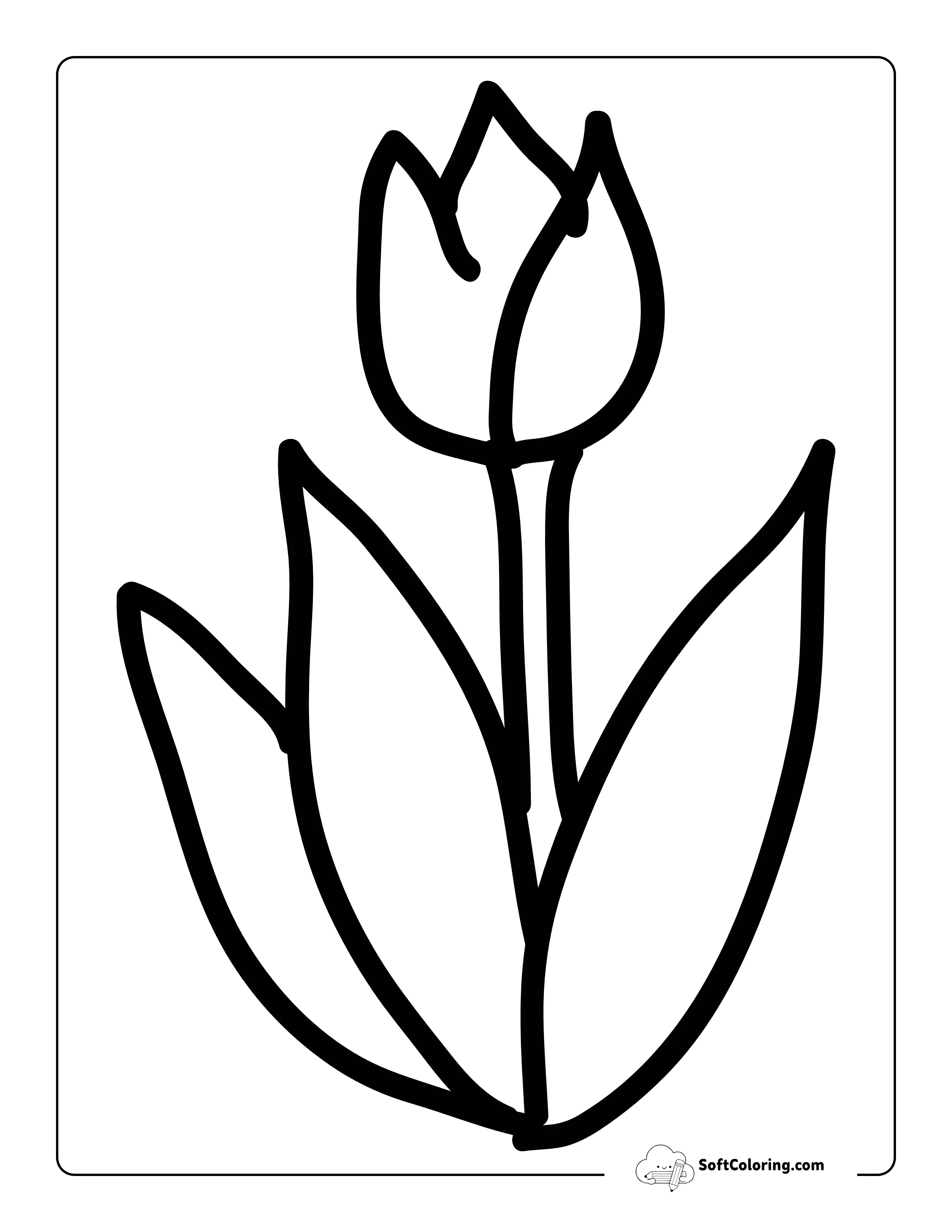Doodle Tulip Outline For Kids To Color