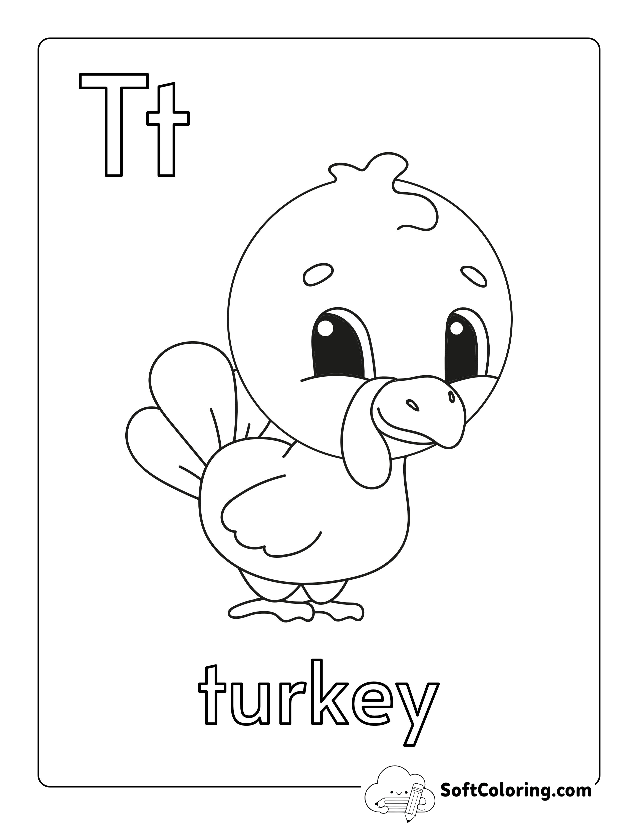 Turkey Chick - Animal Coloring Sheet for Kids