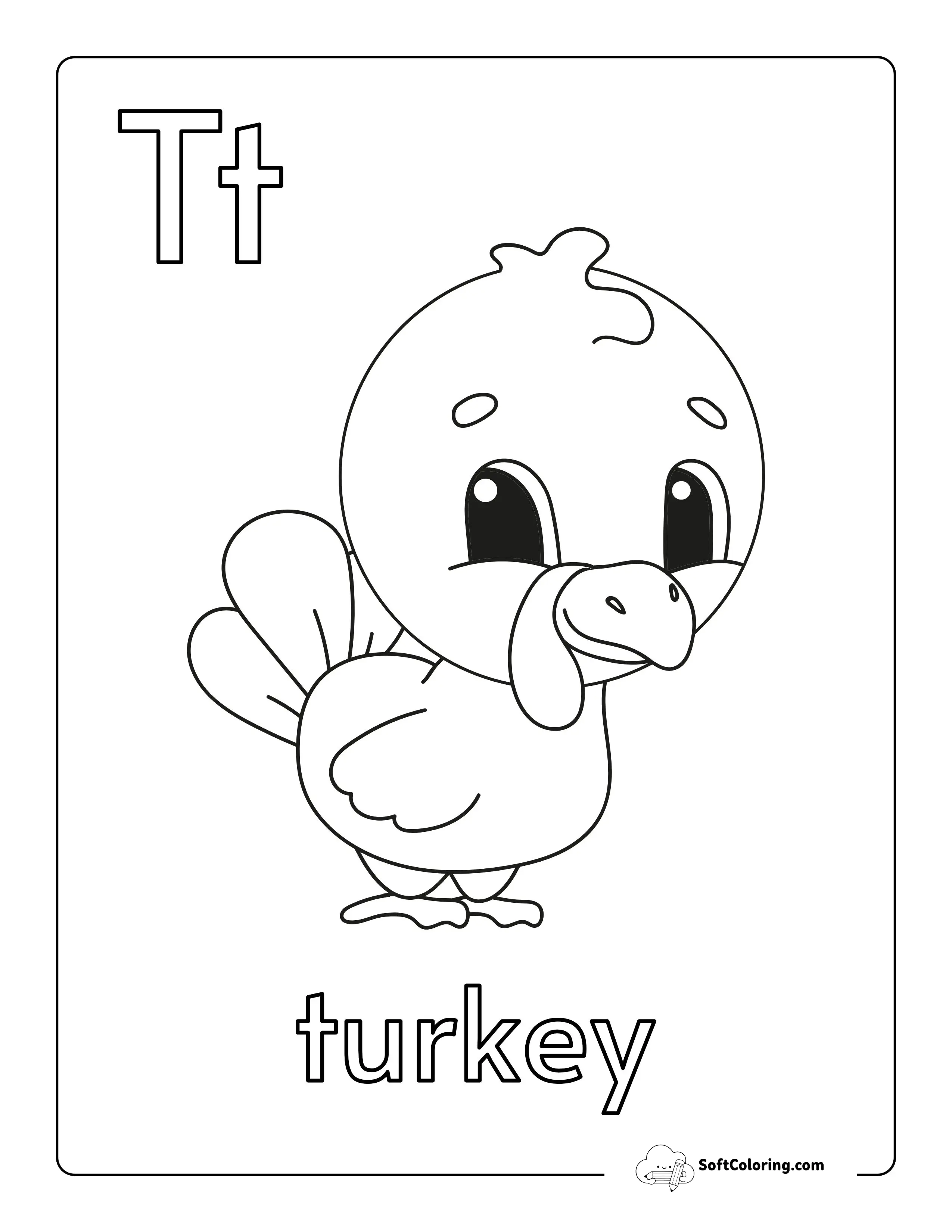 Turkey Chick - Animal Coloring Sheet For Kids