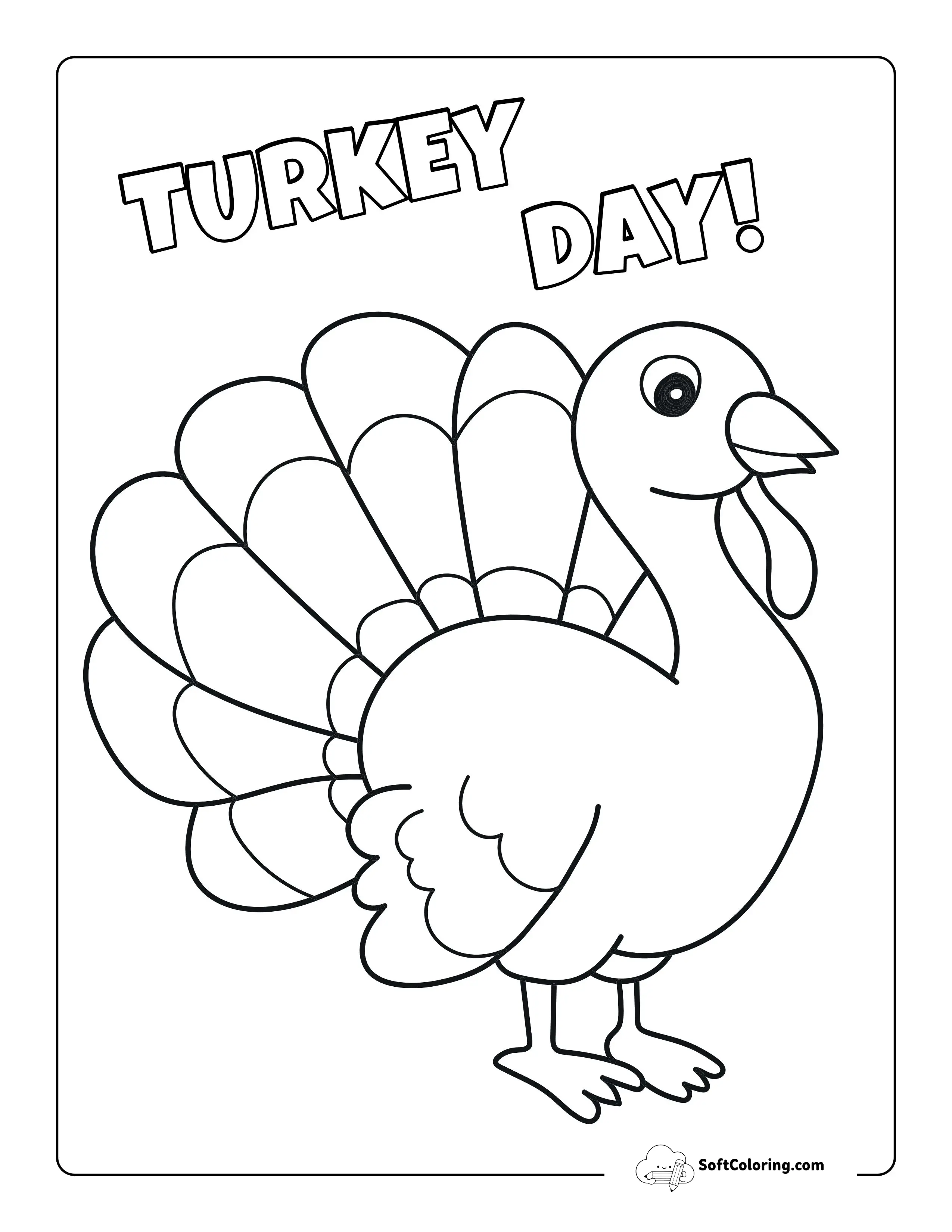 Easy Turkey Coloring Page For Preschoolers