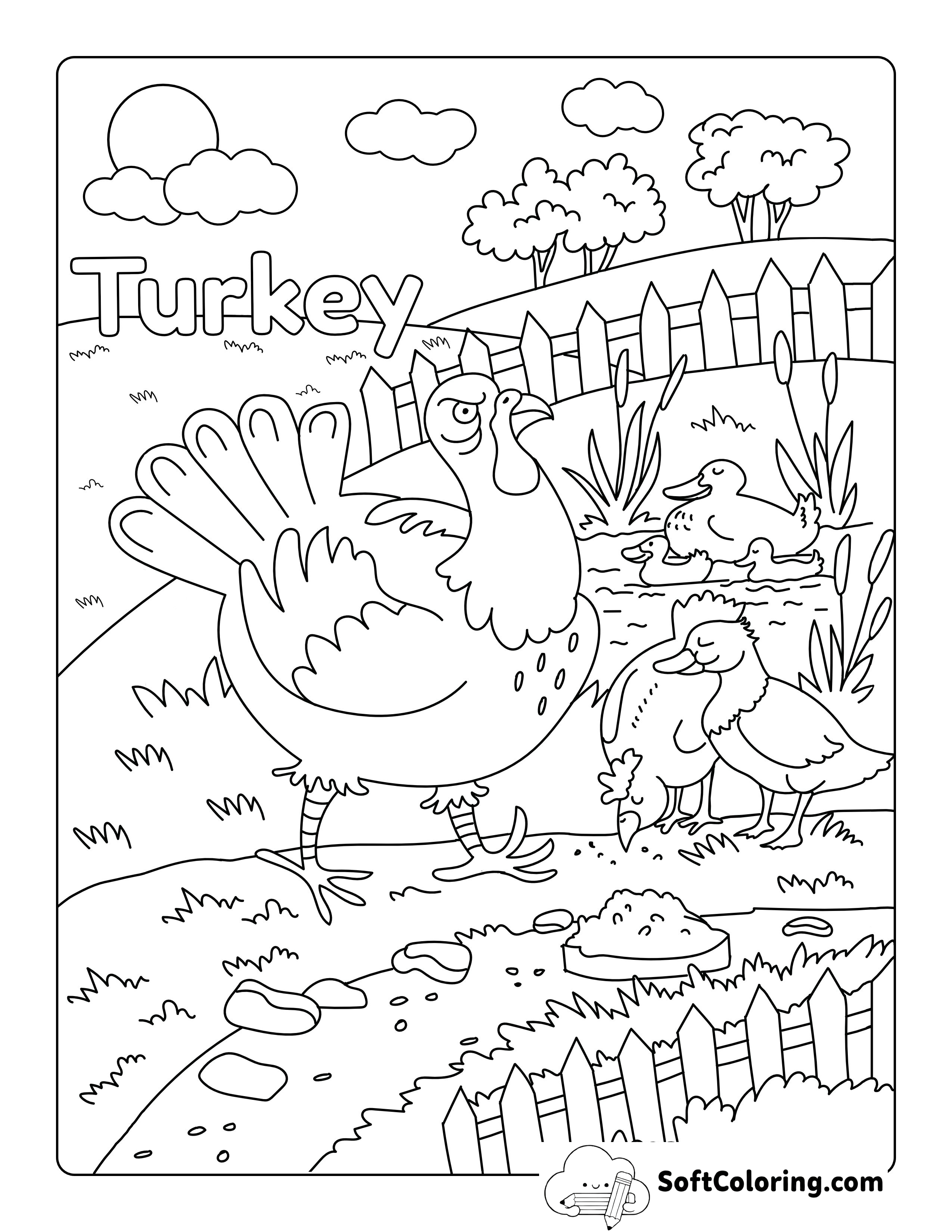 Turkey - Farm Animal Coloring Sheet