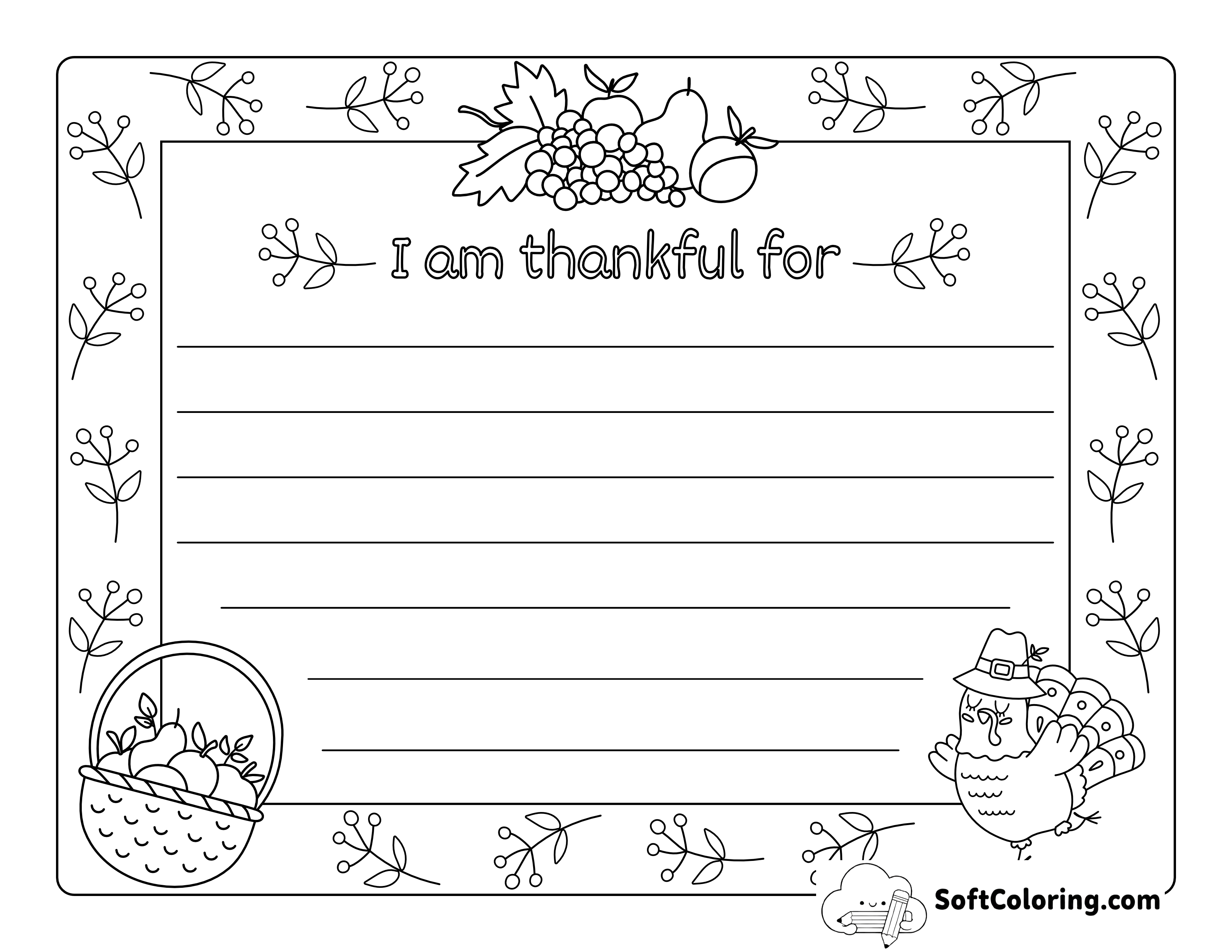 "I'm Thankful For" Printable Thanksgiving Activity Sheet