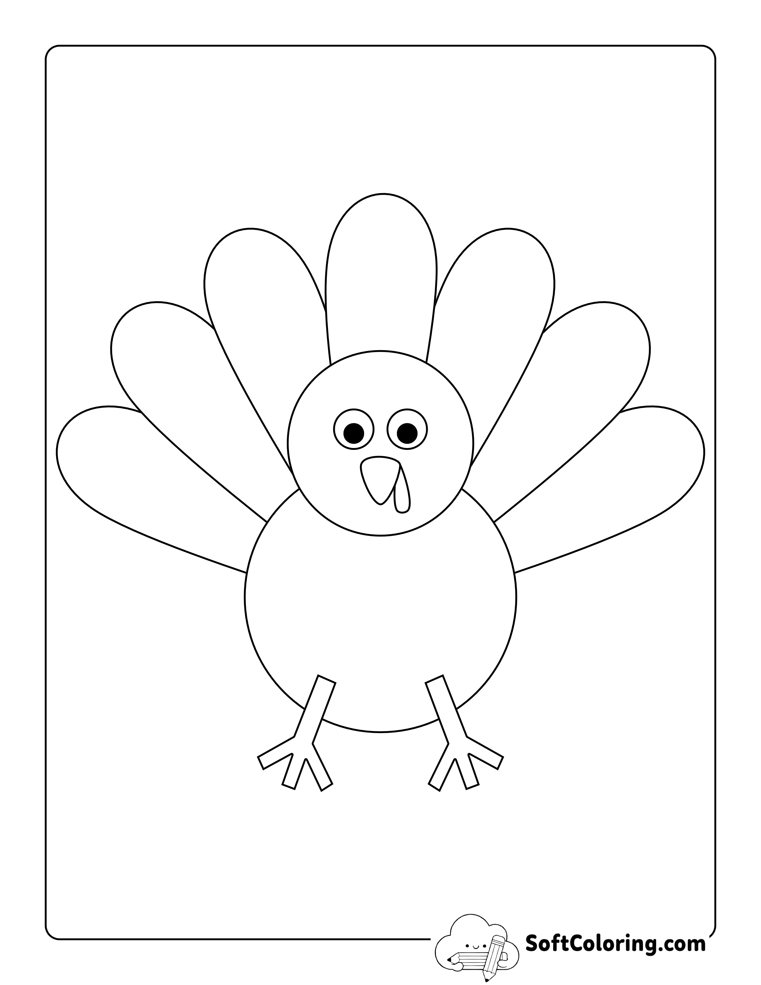 Style 1: Turkey Template Printable to Color