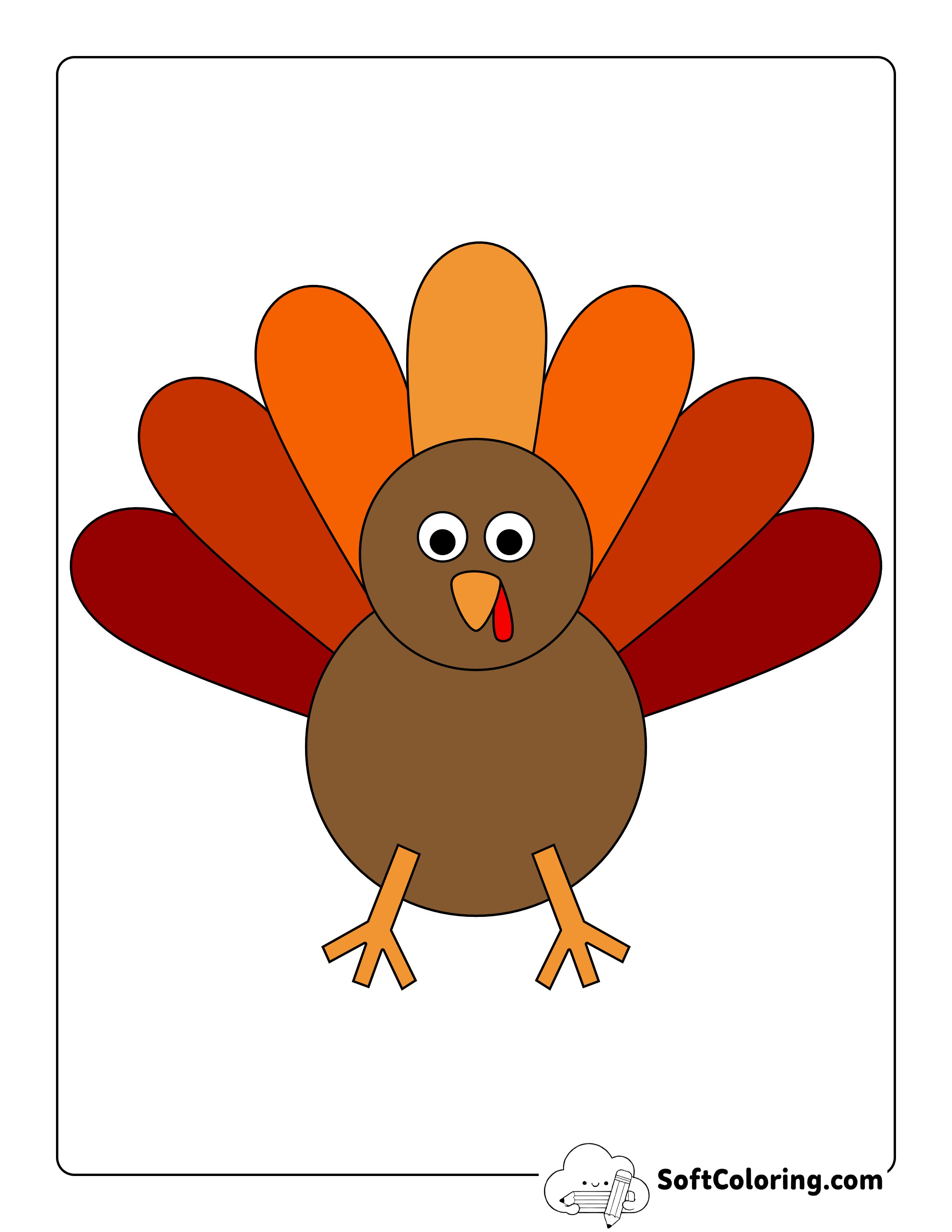 Style 1: Colorful Fall Turkey Printable for Kids