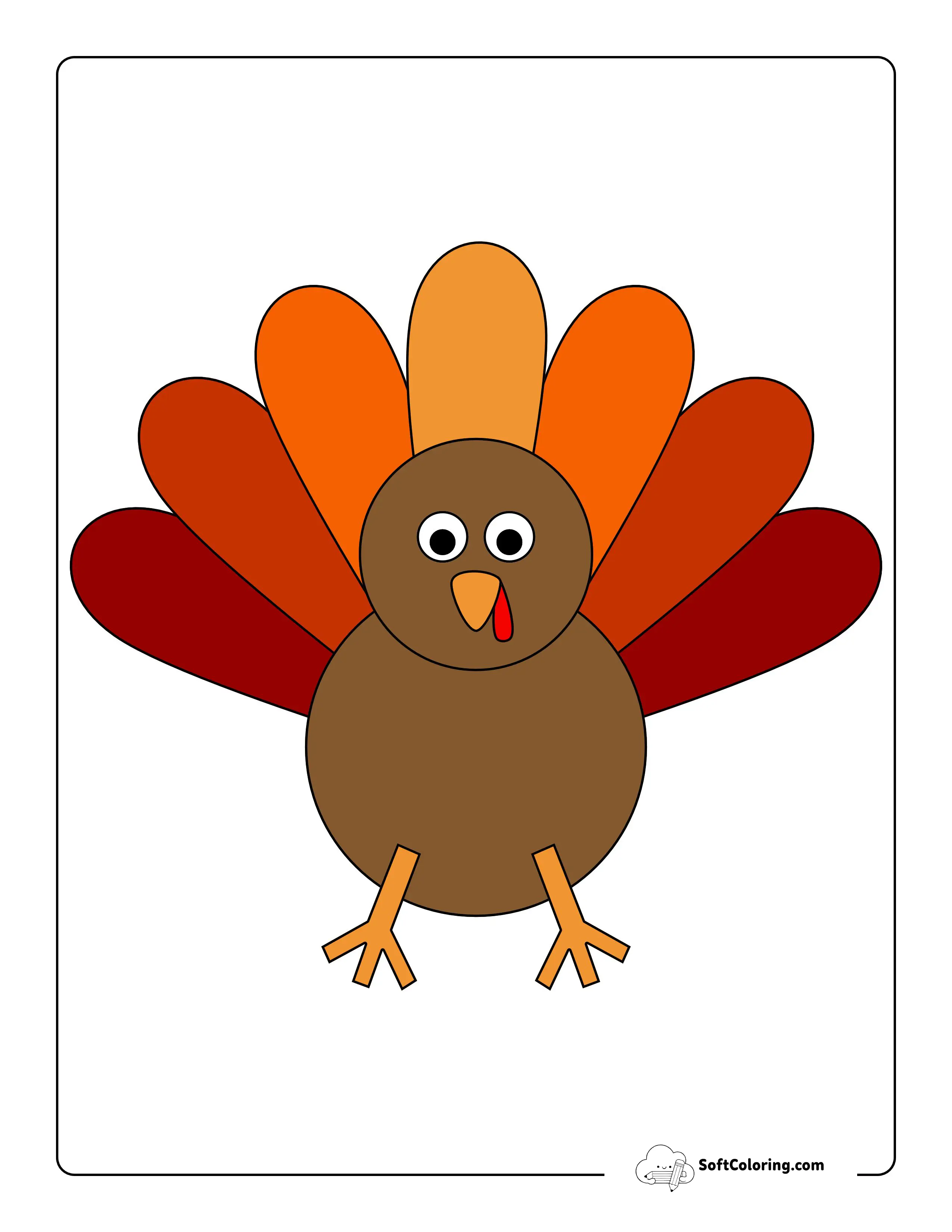 Style 1: Colorful Fall Turkey Printable For Kids