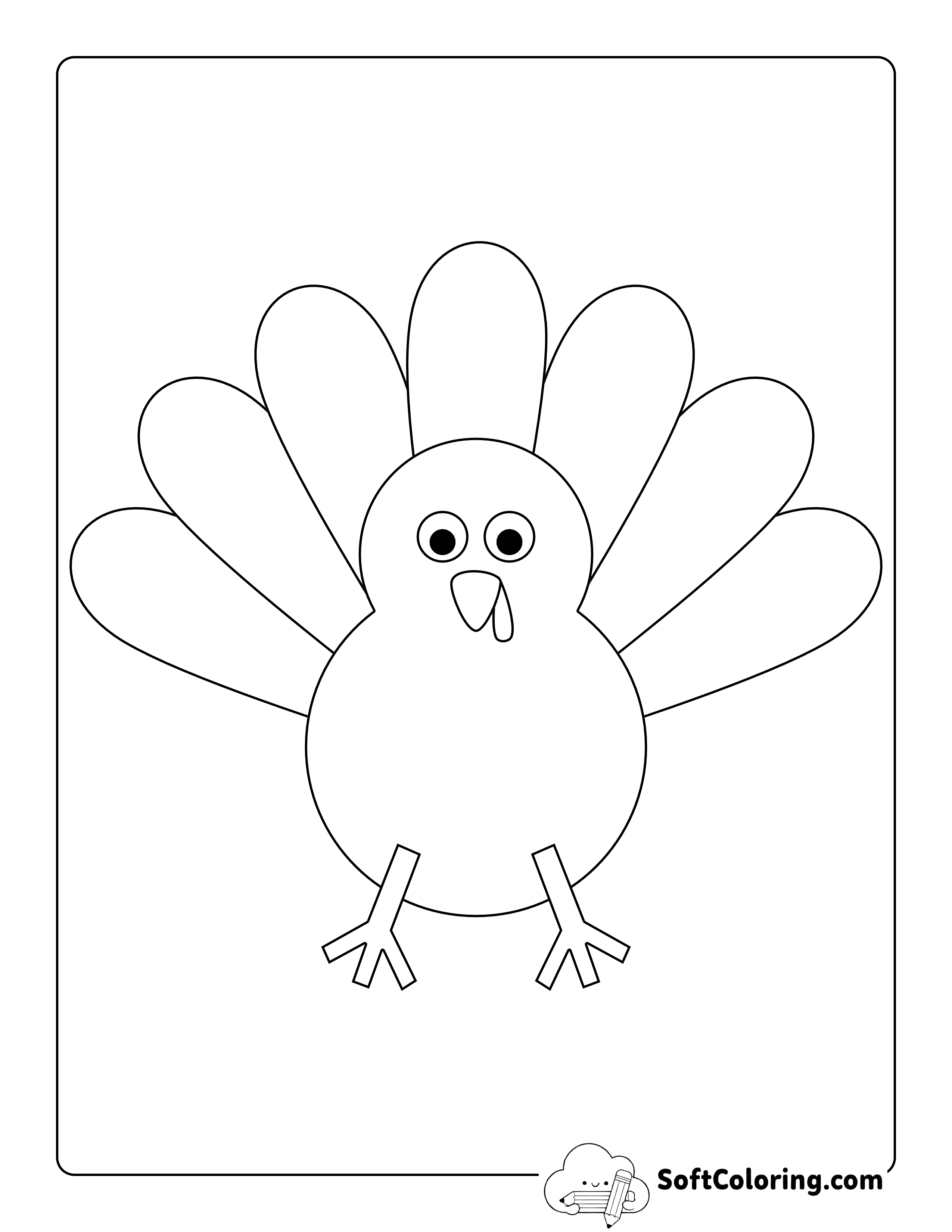 Style 2: Turkey Template Coloring Page