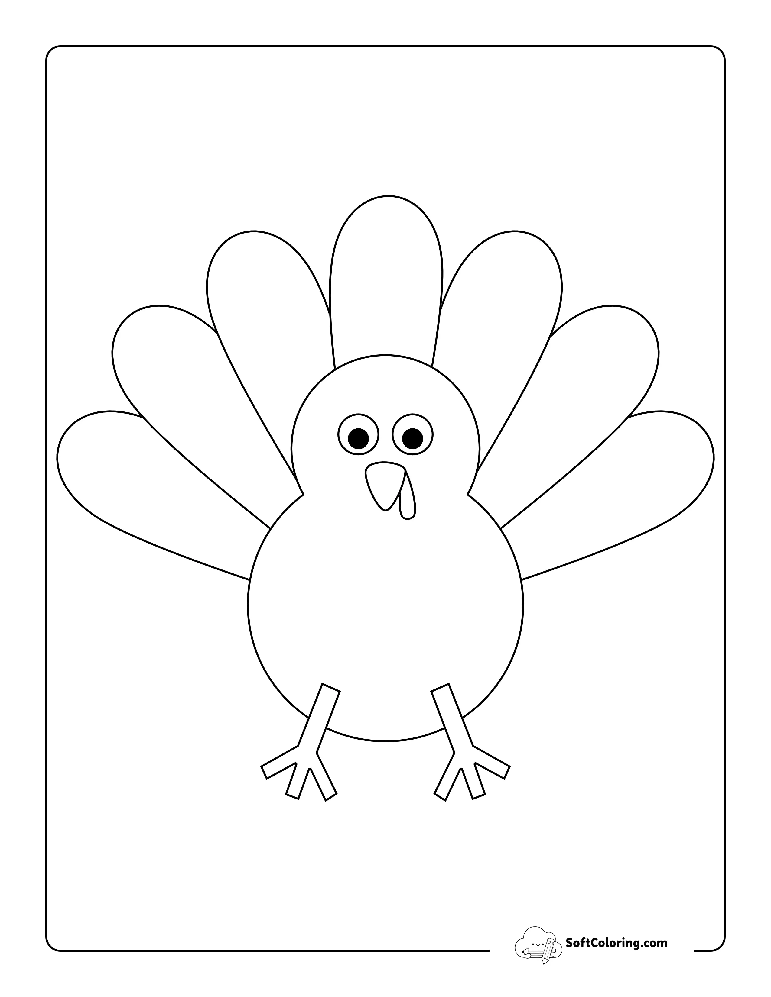 Style 2: Turkey Template Coloring Page