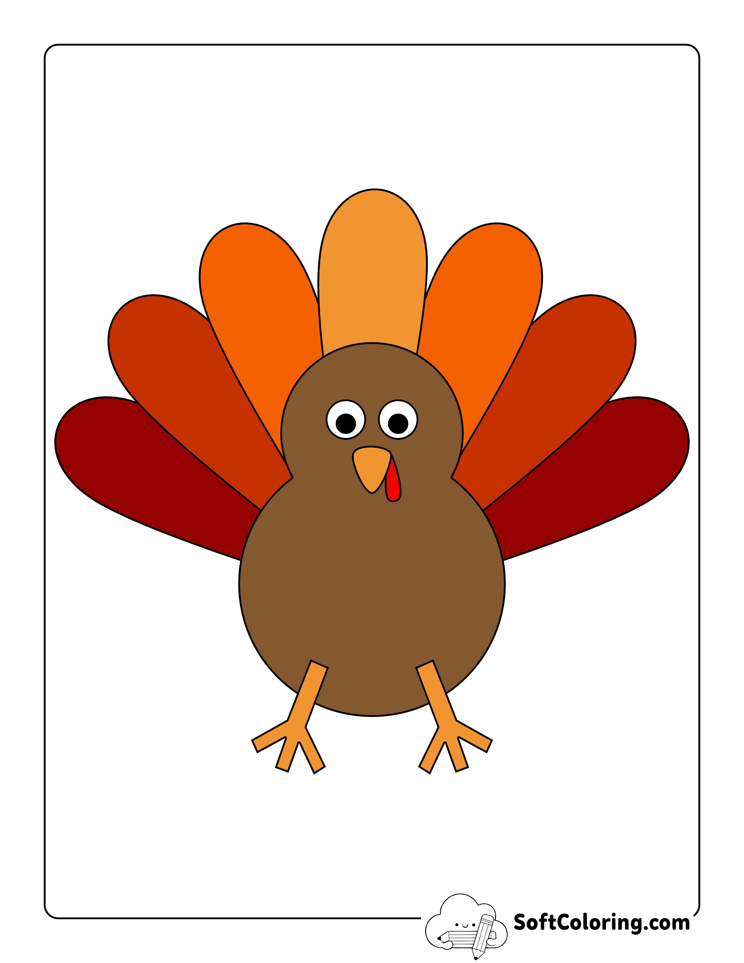 Style 2: Colorful Fall Turkey Printable for Kids