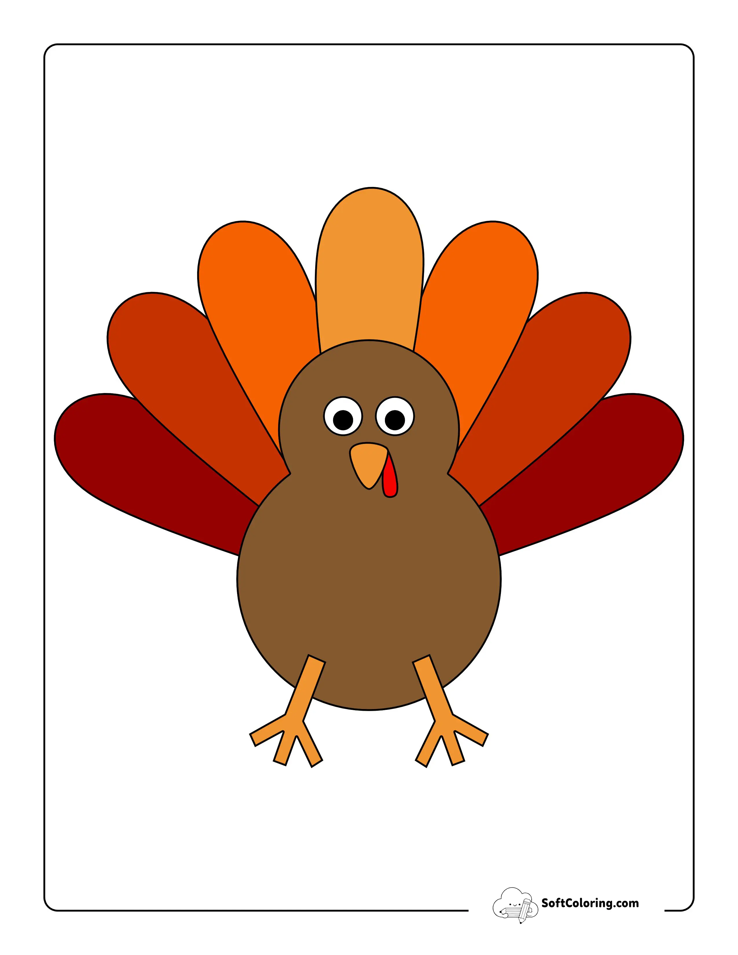 Style 2: Colorful Fall Turkey Printable For Kids