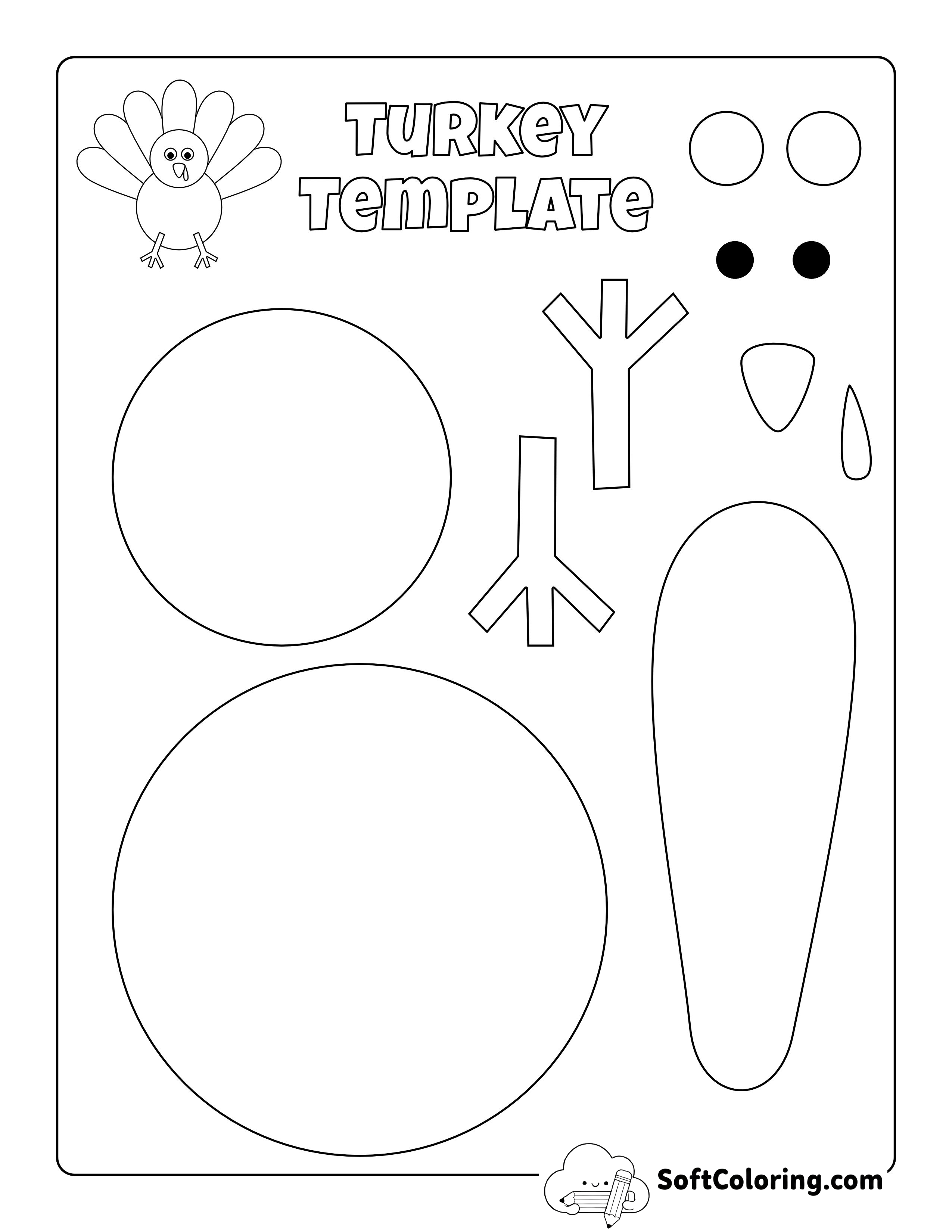 Style 1: Build-Your-Own Turkey Template to Color & Assemble