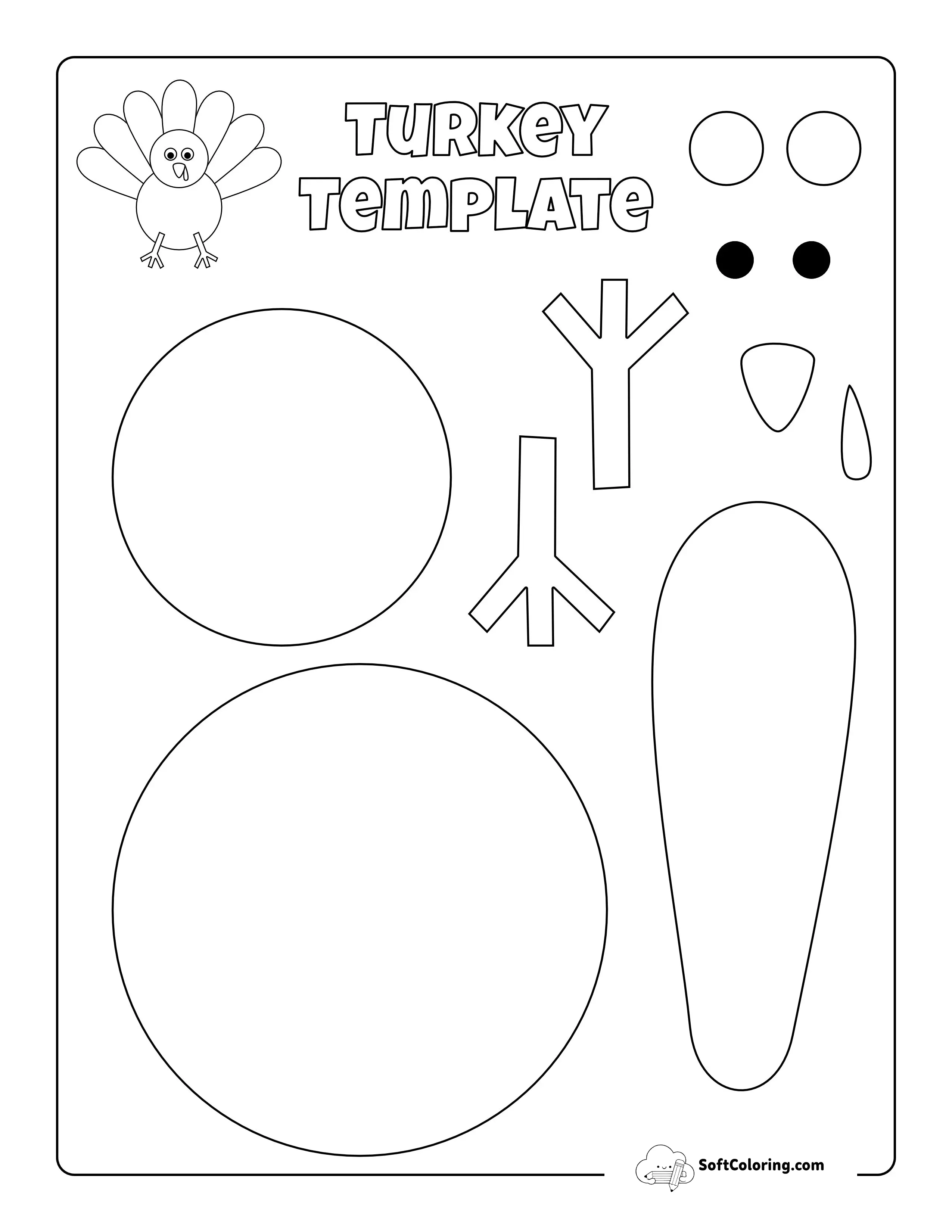 Style 1: Build-Your-Own Turkey Template To Color & Assemble