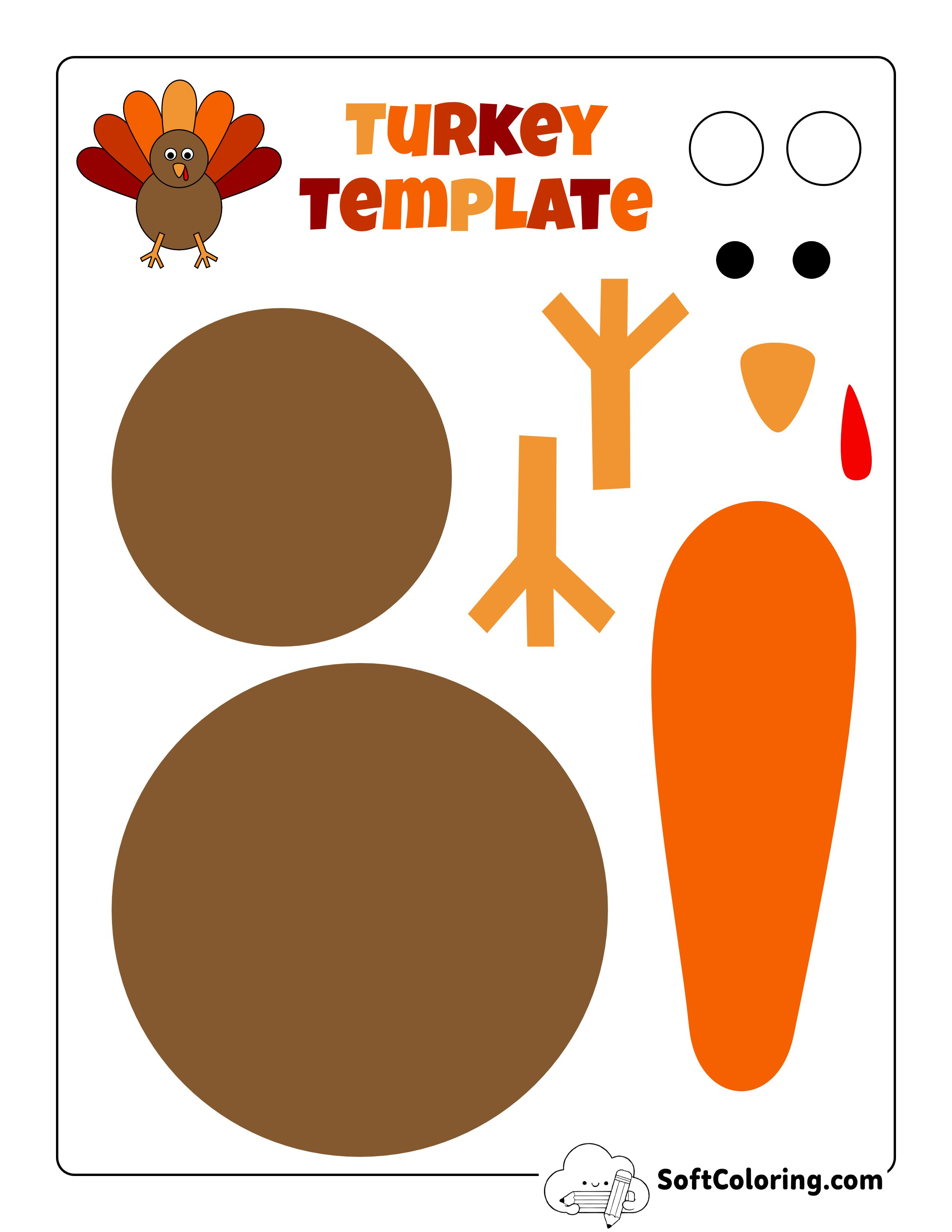 Style 1: Colorful Printable Turkey Template to Make