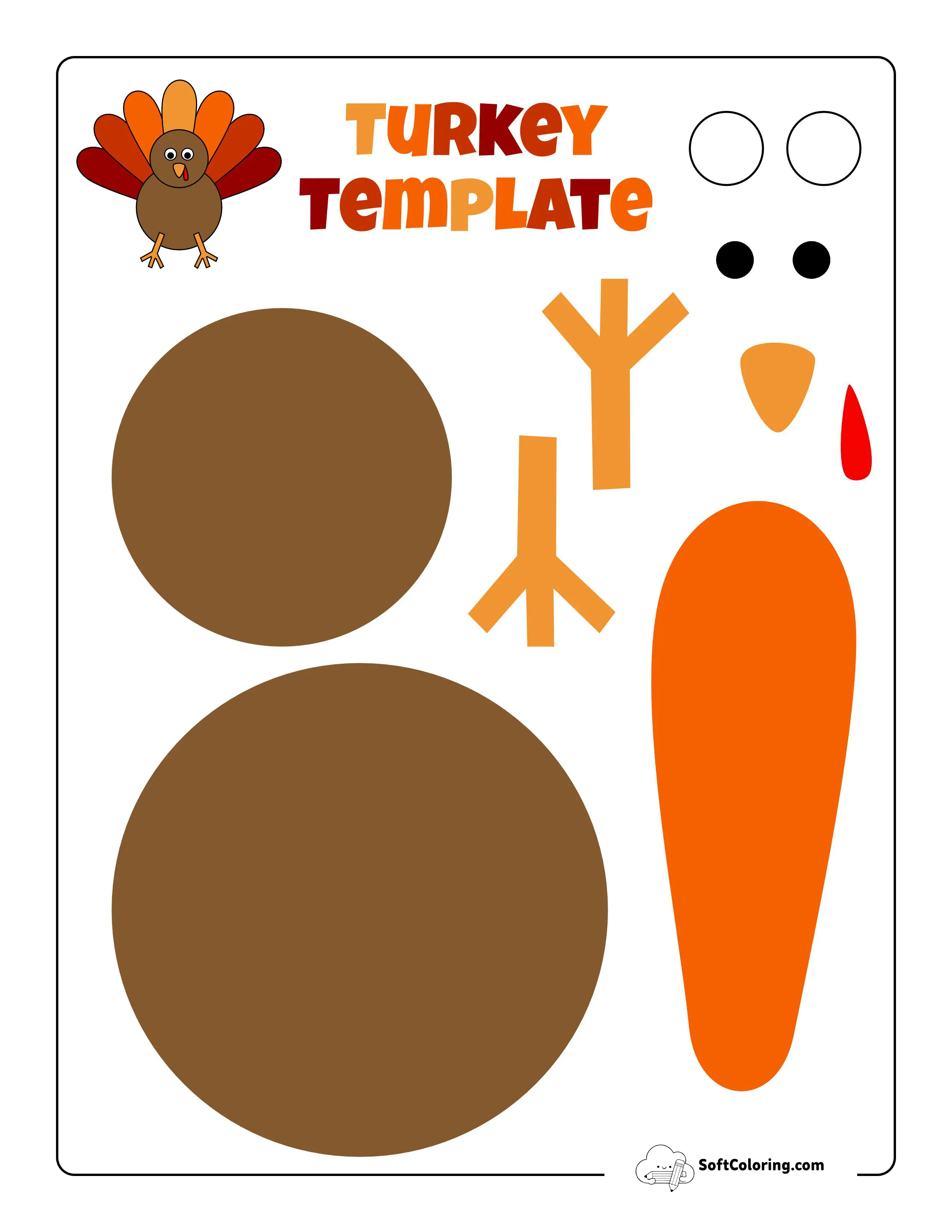 Style 1: Colorful Printable Turkey Template To Make