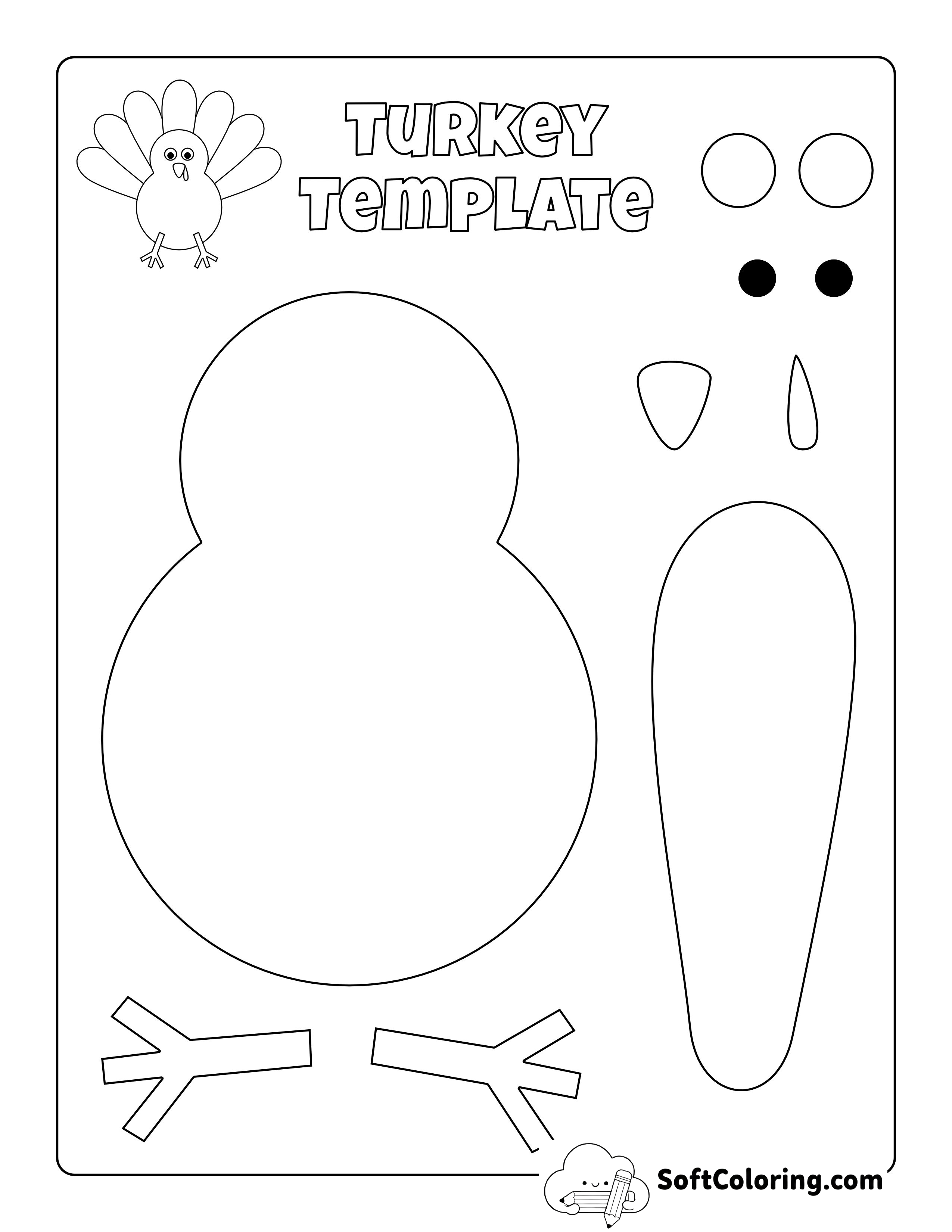 Style 2: Build-Your-Own Turkey Template to Color & Assemble