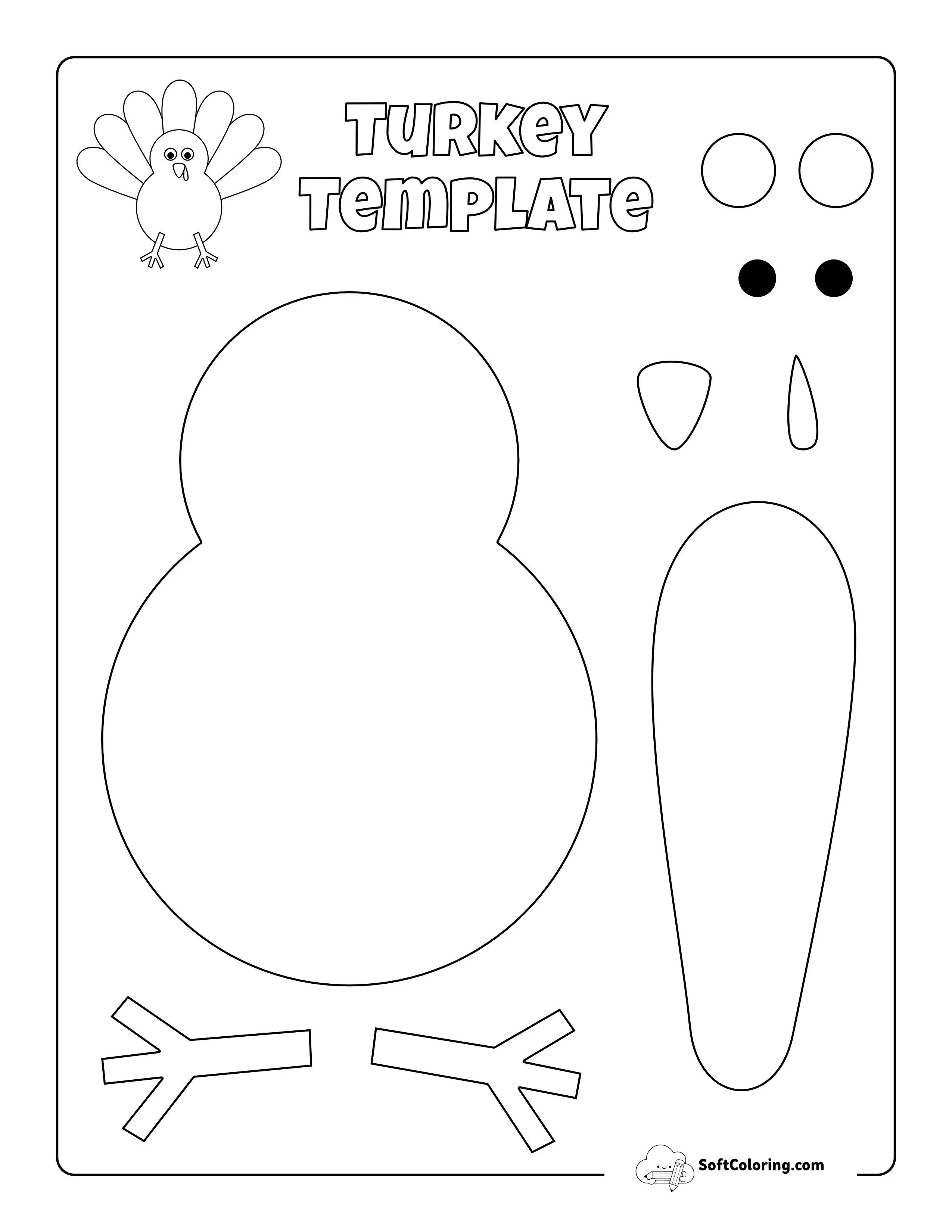 Style 2: Build-Your-Own Turkey Template To Color & Assemble