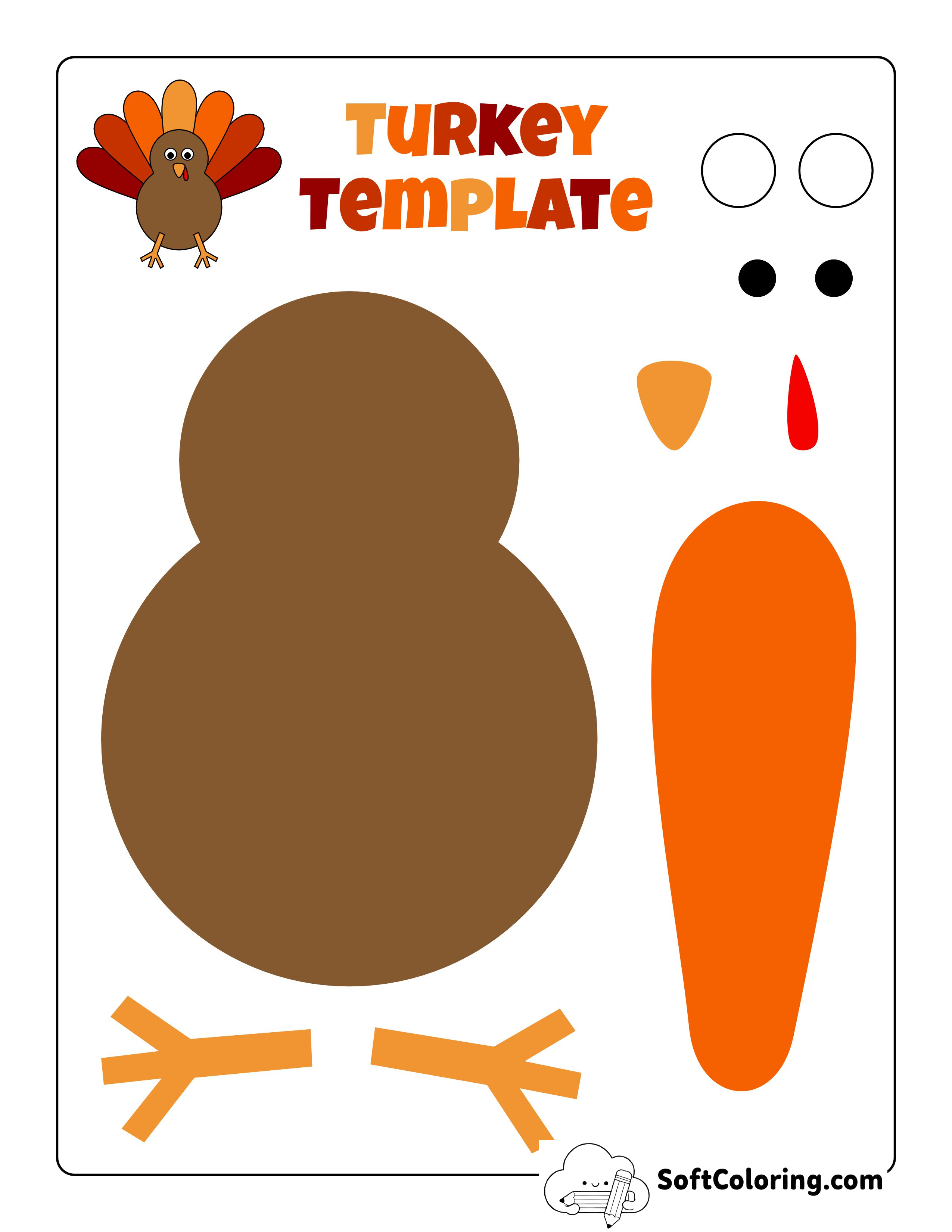 Style 2: Colorful Printable Turkey Template to Make