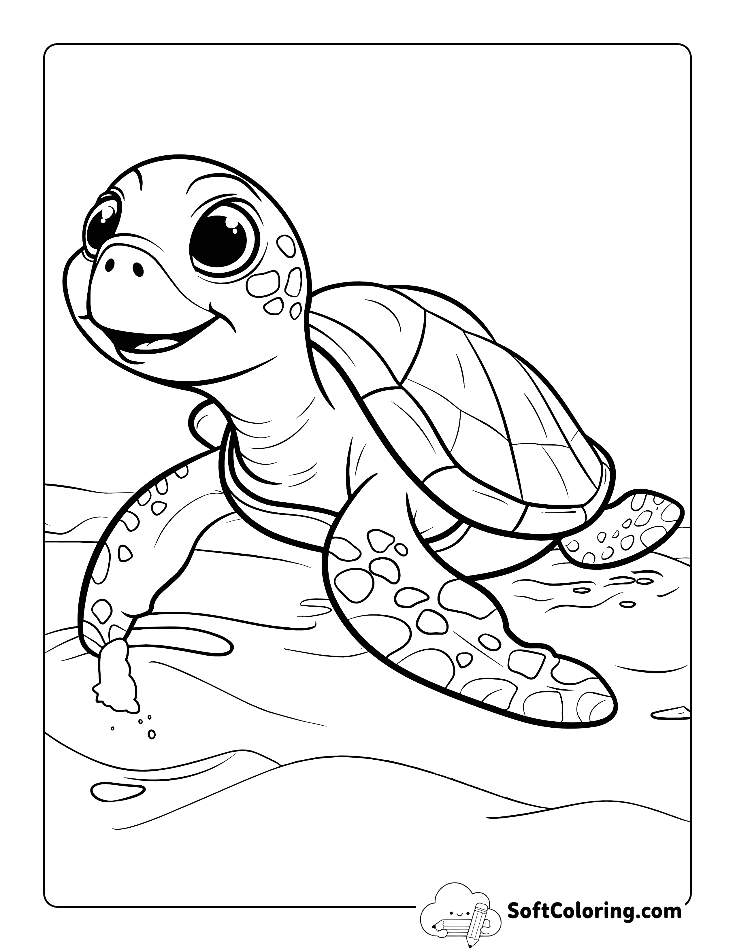 Sandy Sea Turtle Coloring Page