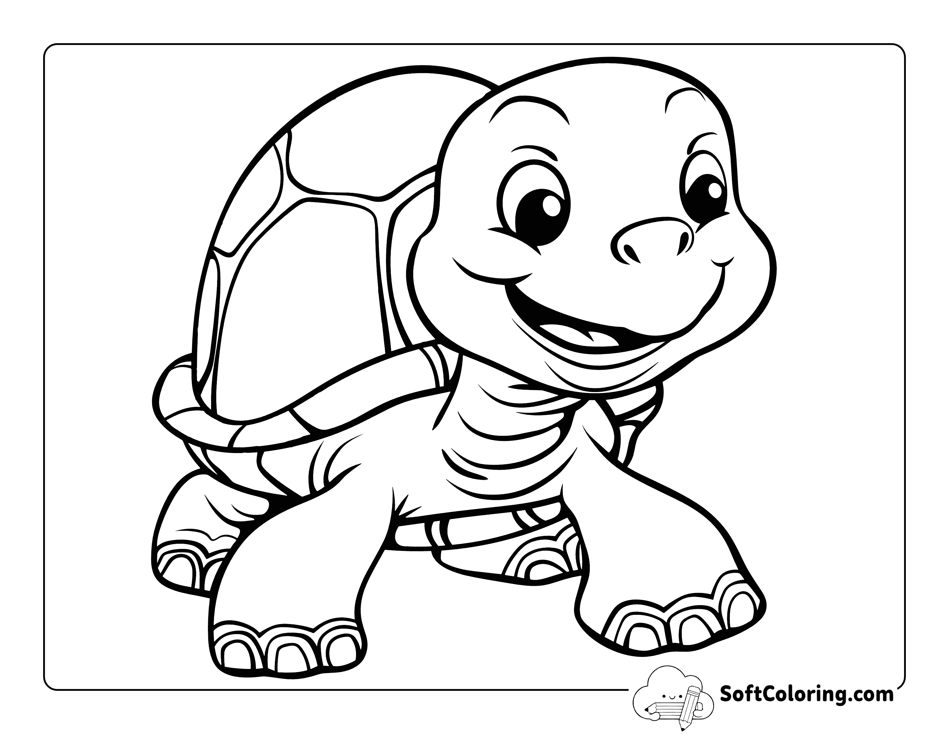 Happy Snapping Turtle Coloring Page