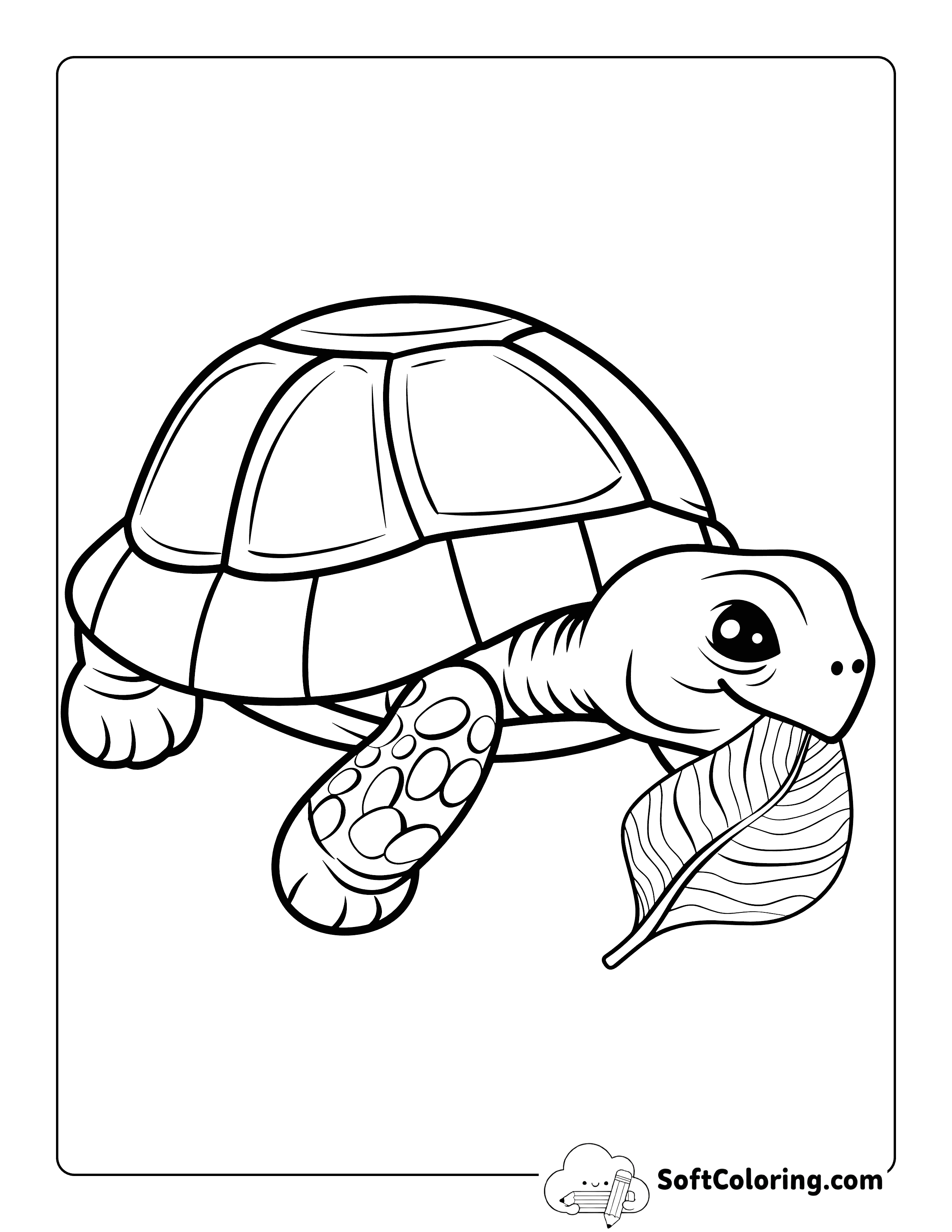 Munching Lead Cute Turtle Coloring Page