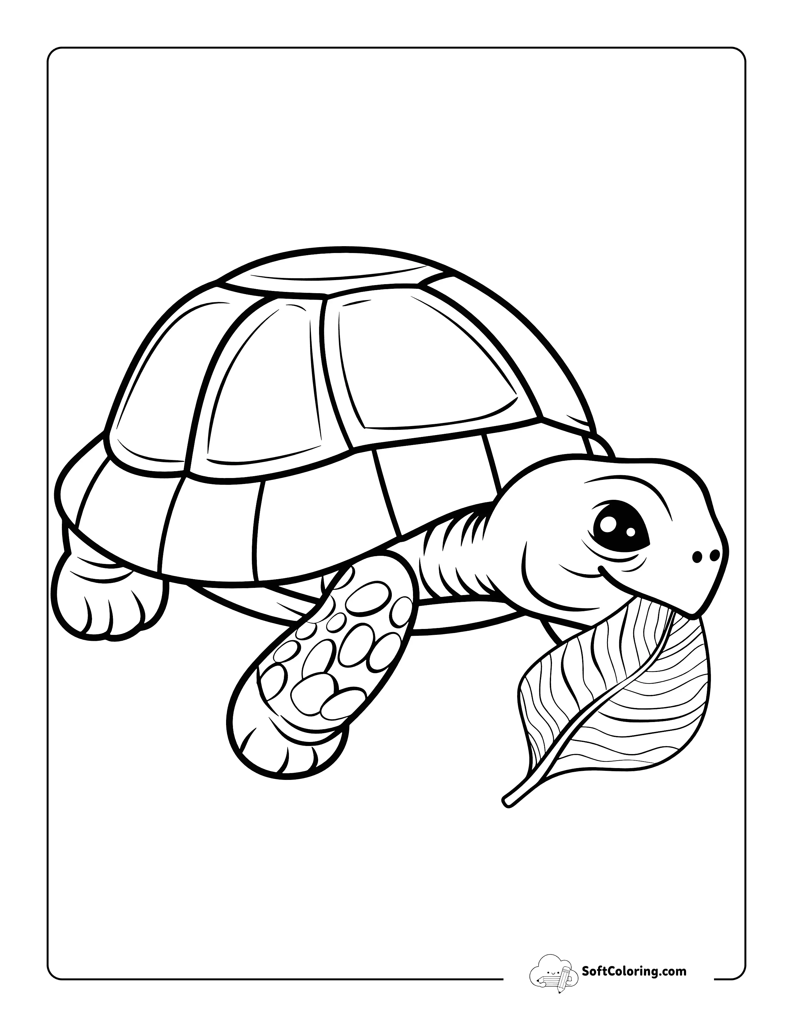 Munching Lead Cute Turtle Coloring Page