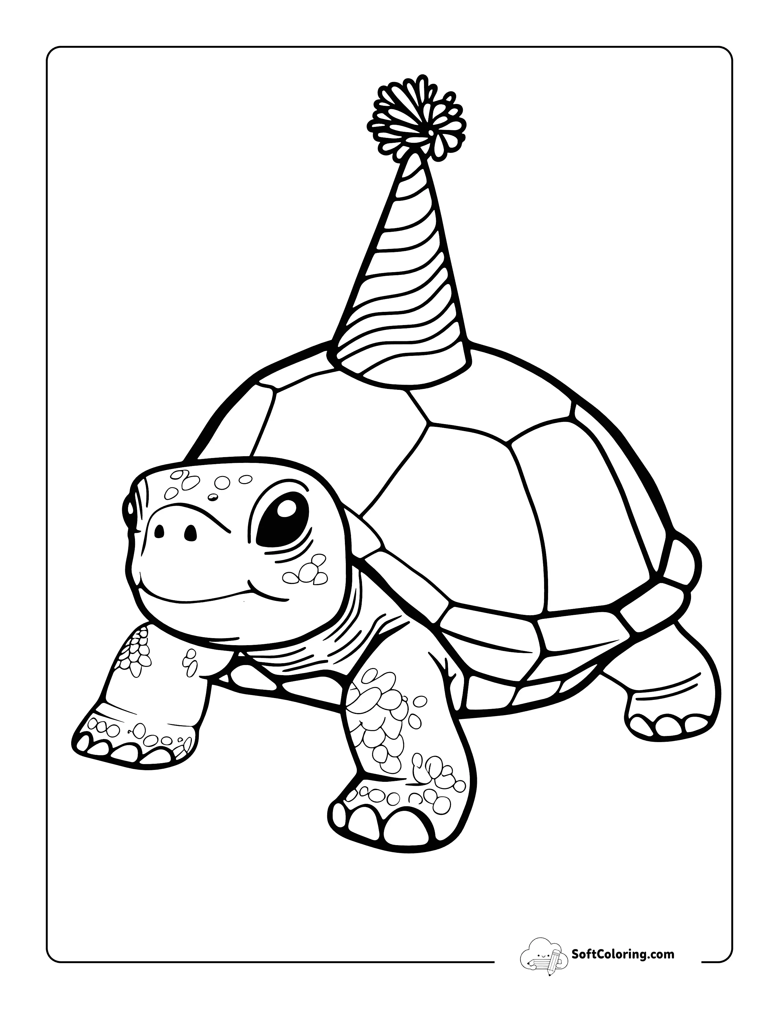 Party Hat Turtle Coloring Page