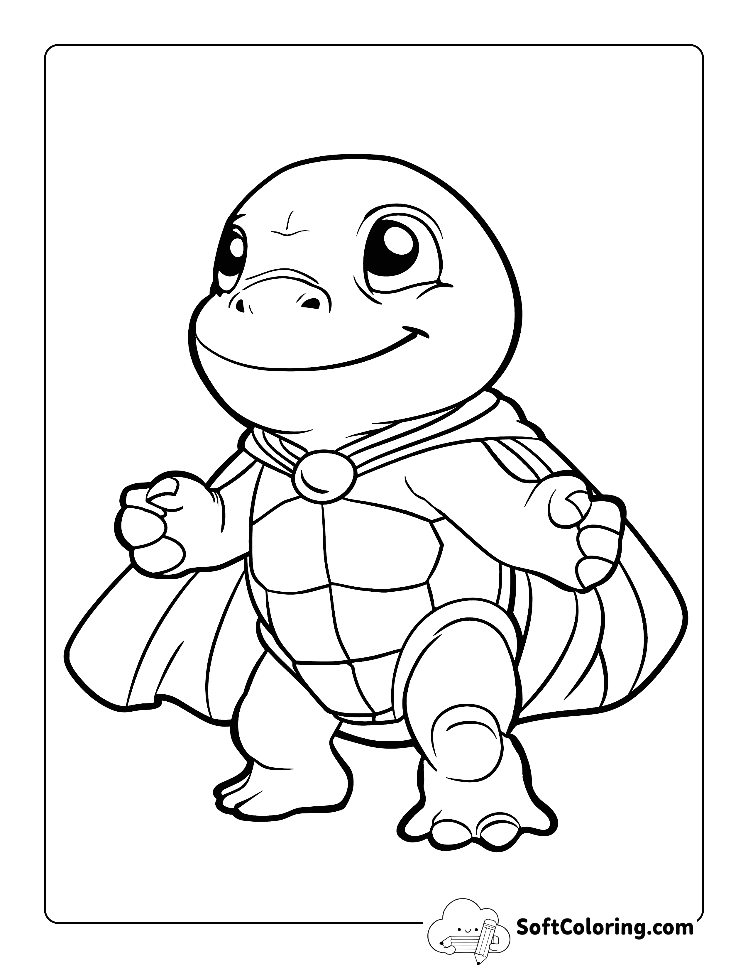 Superhero Turtle Coloring Page for Kids