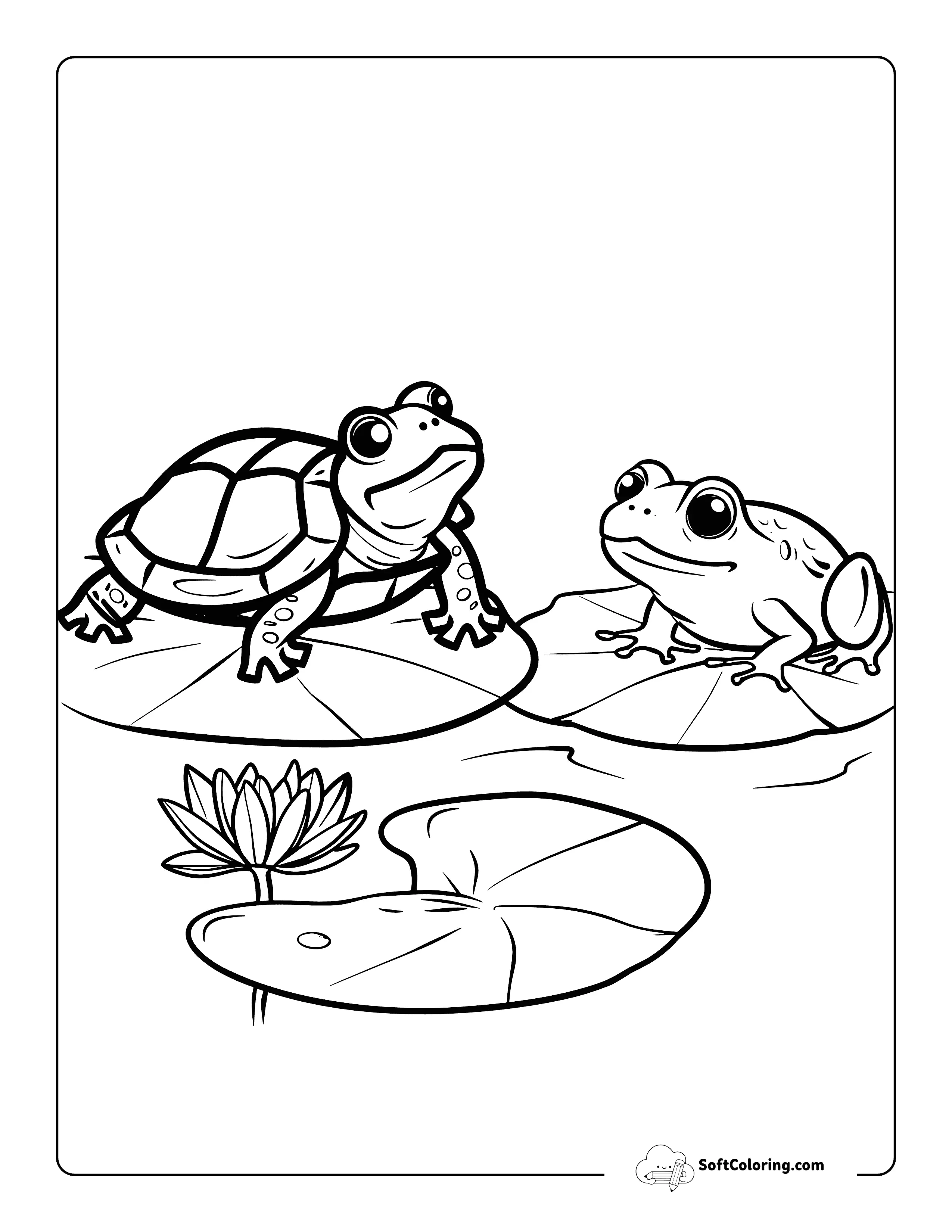 Frog And Turtle Coloring Sheet