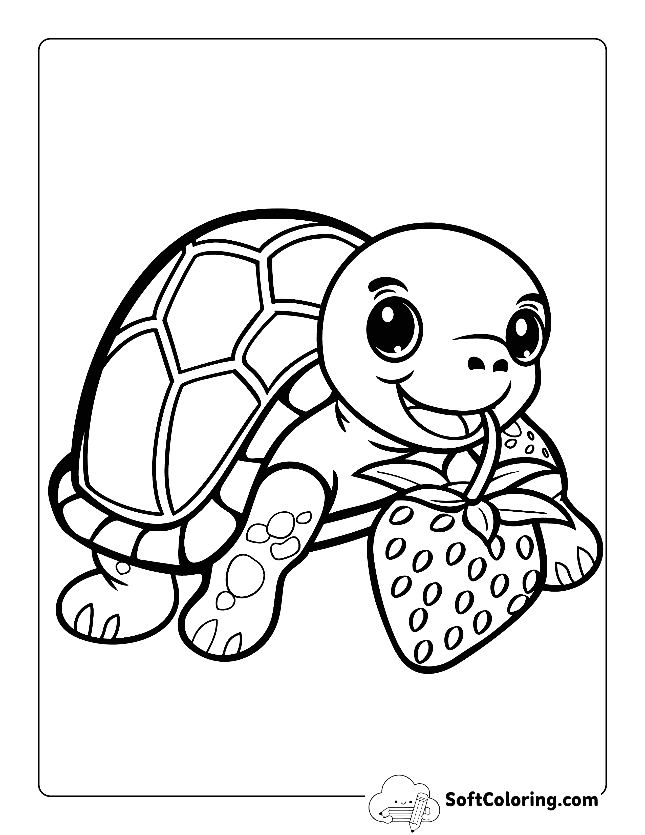 Baby Turtle with Strawberry Printable