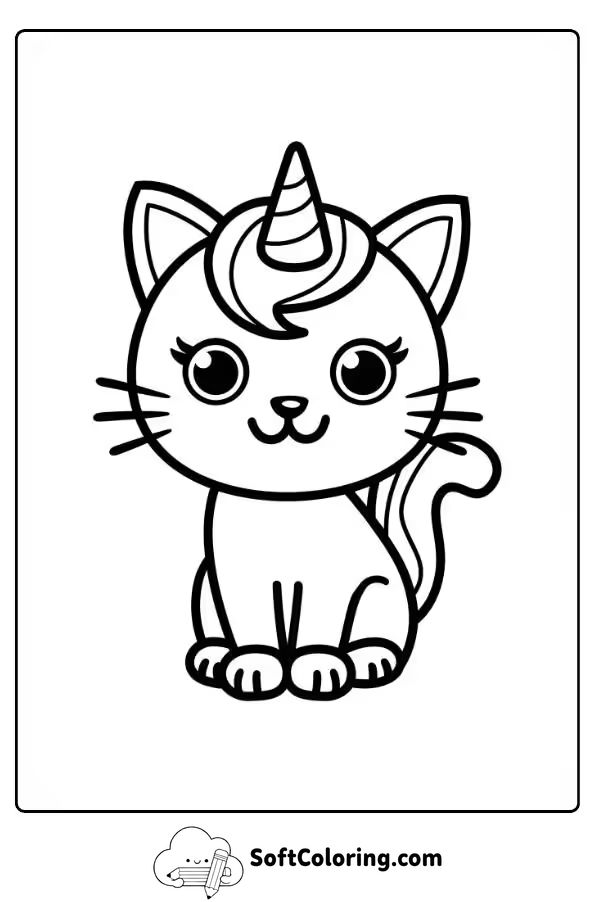 Unicorn Cat Coloring Page