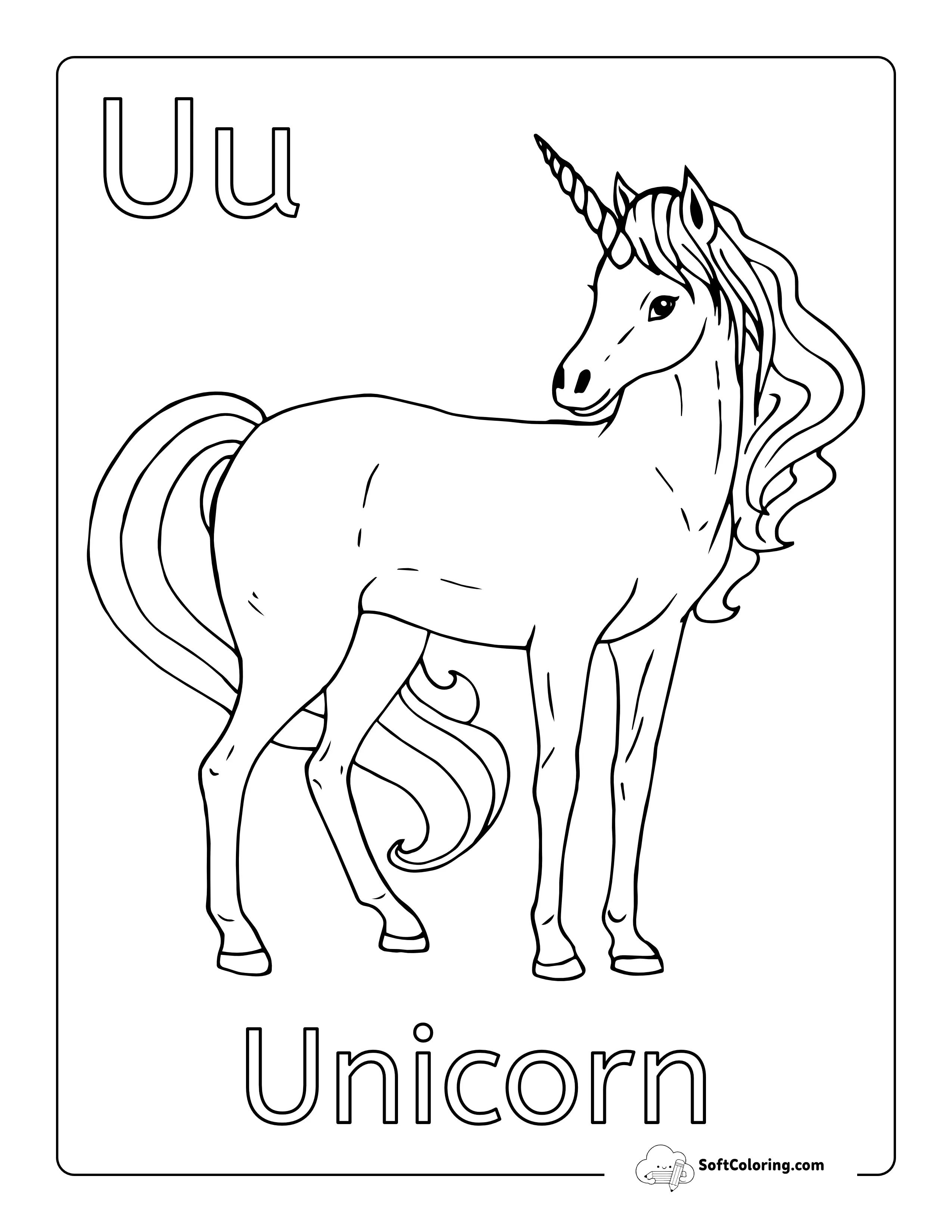 Simple Unicorn Coloring Page