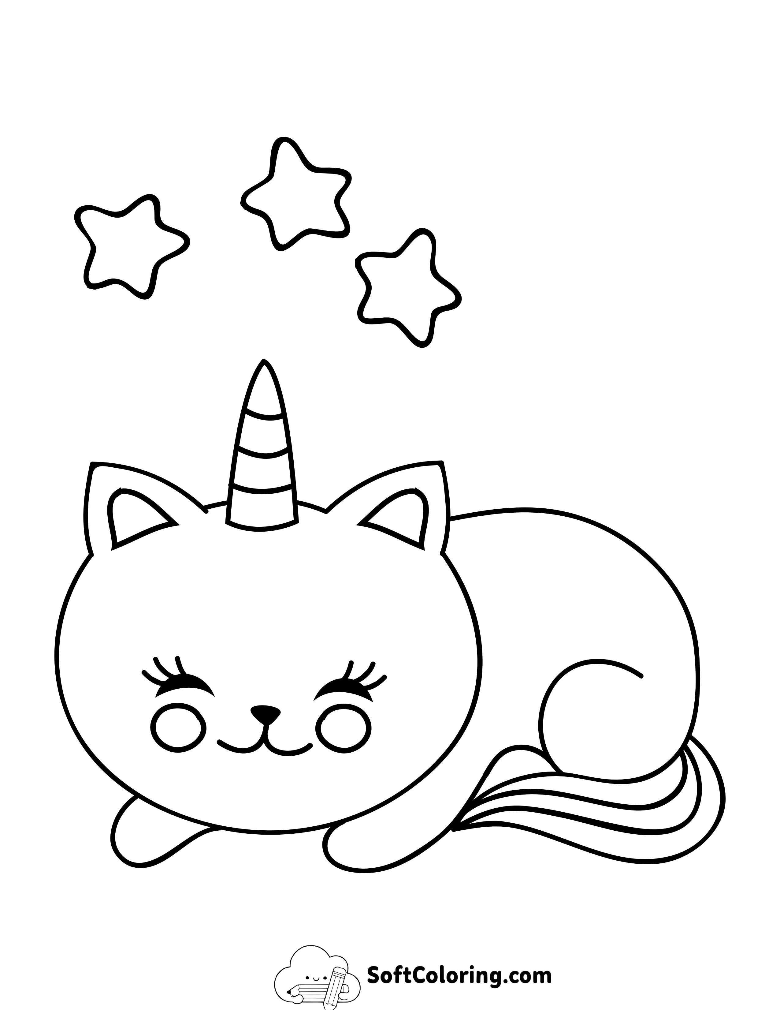Imaginative Caticorn Coloring Page for Young Kids