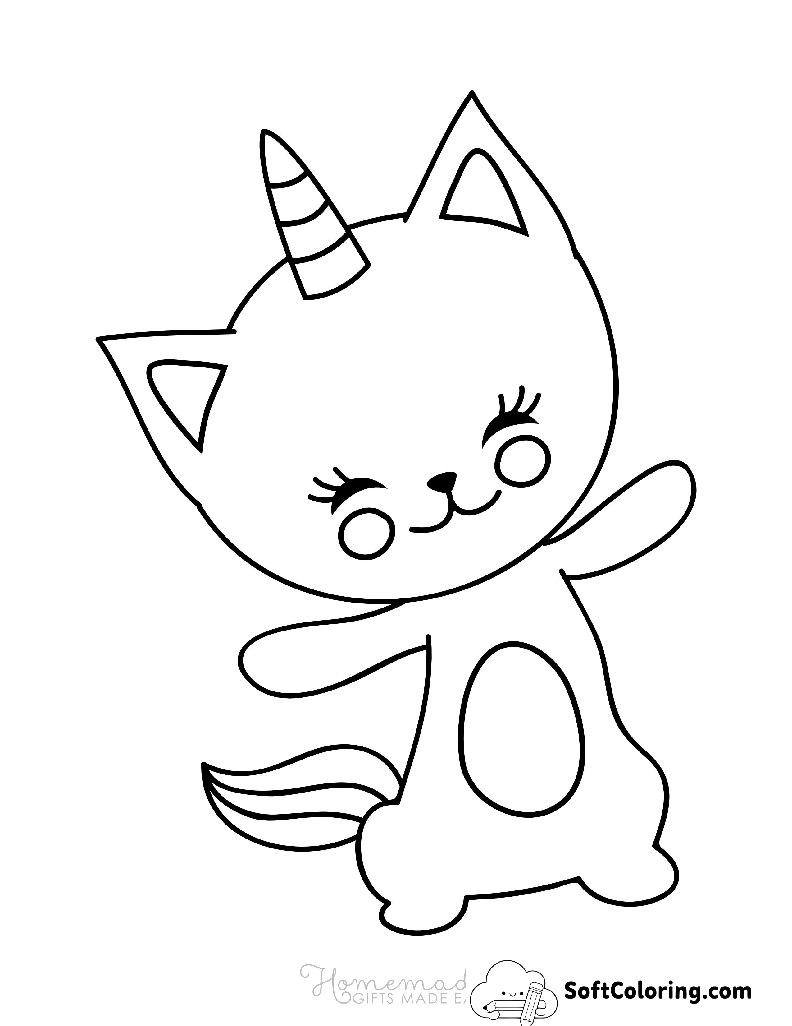 Kawaii Caticorn Cute Coloring Page