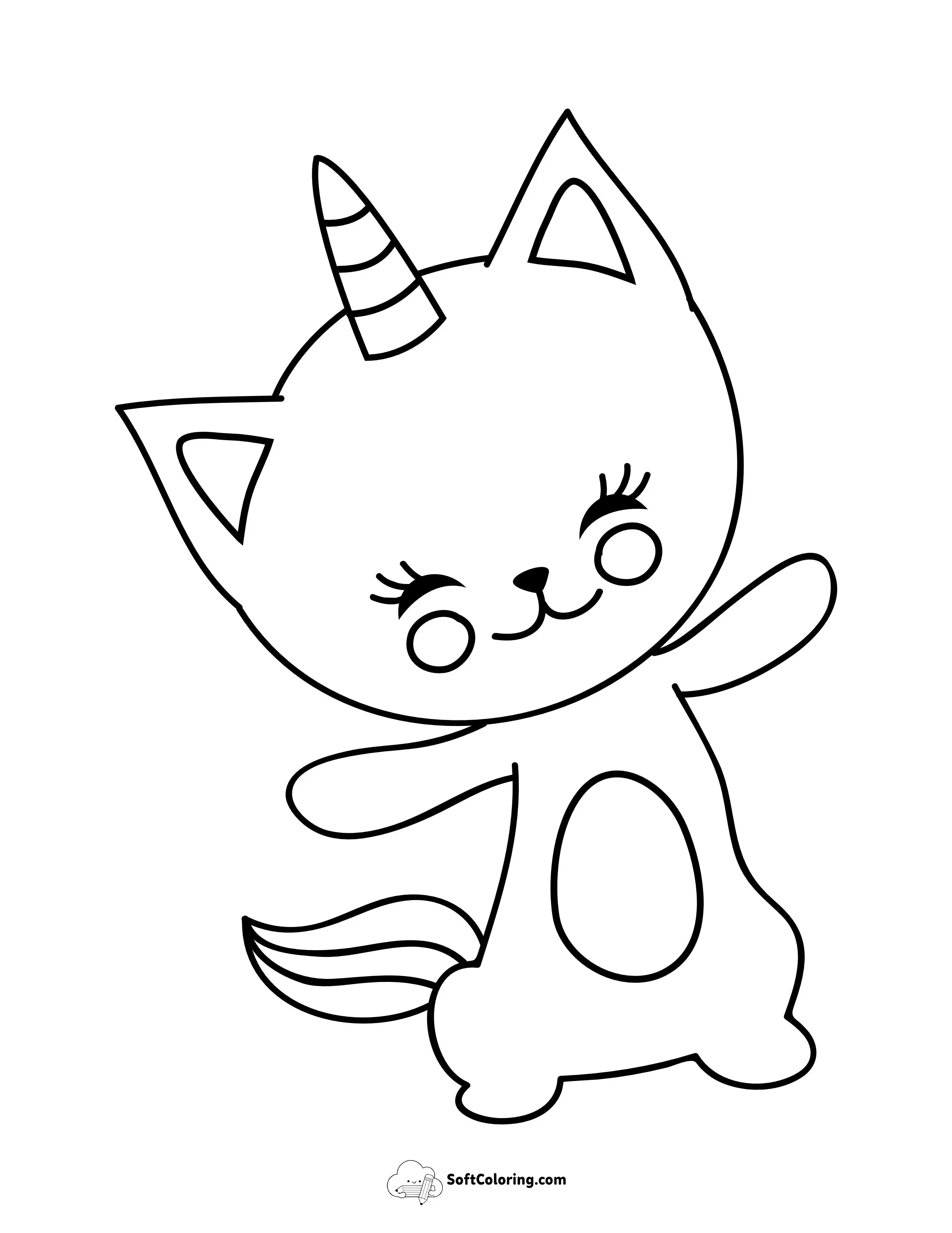 Kawaii Caticorn Cute Coloring Page